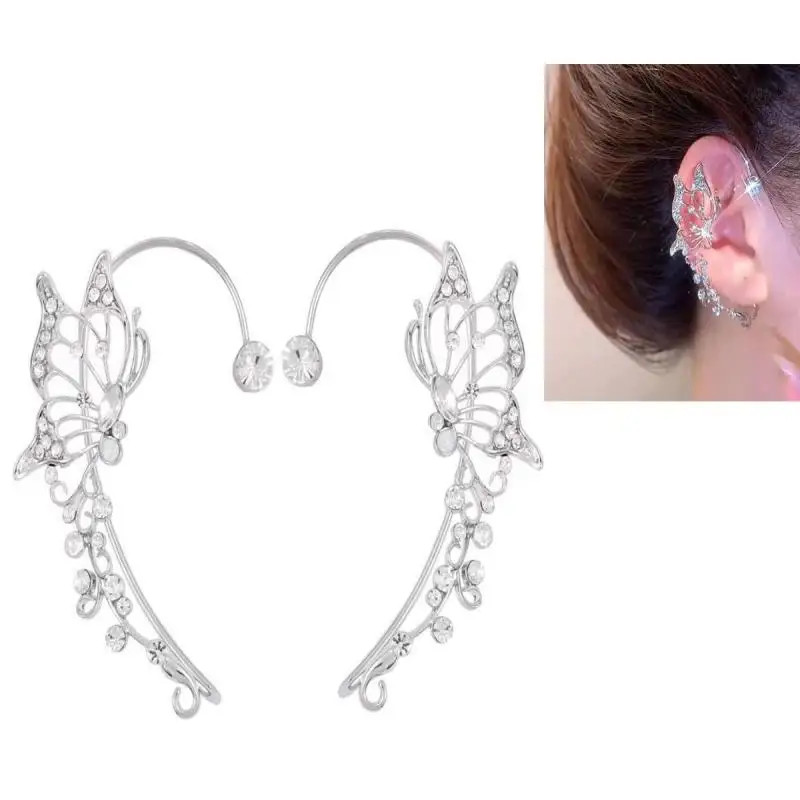 Korean Elf Butterfly Ear Cuff Without Piercing Clip Earrings for Women Elegant