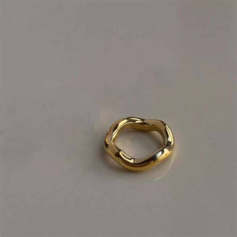 Woman 18k Gold Plated Stainless Steel Geometry Band Ring