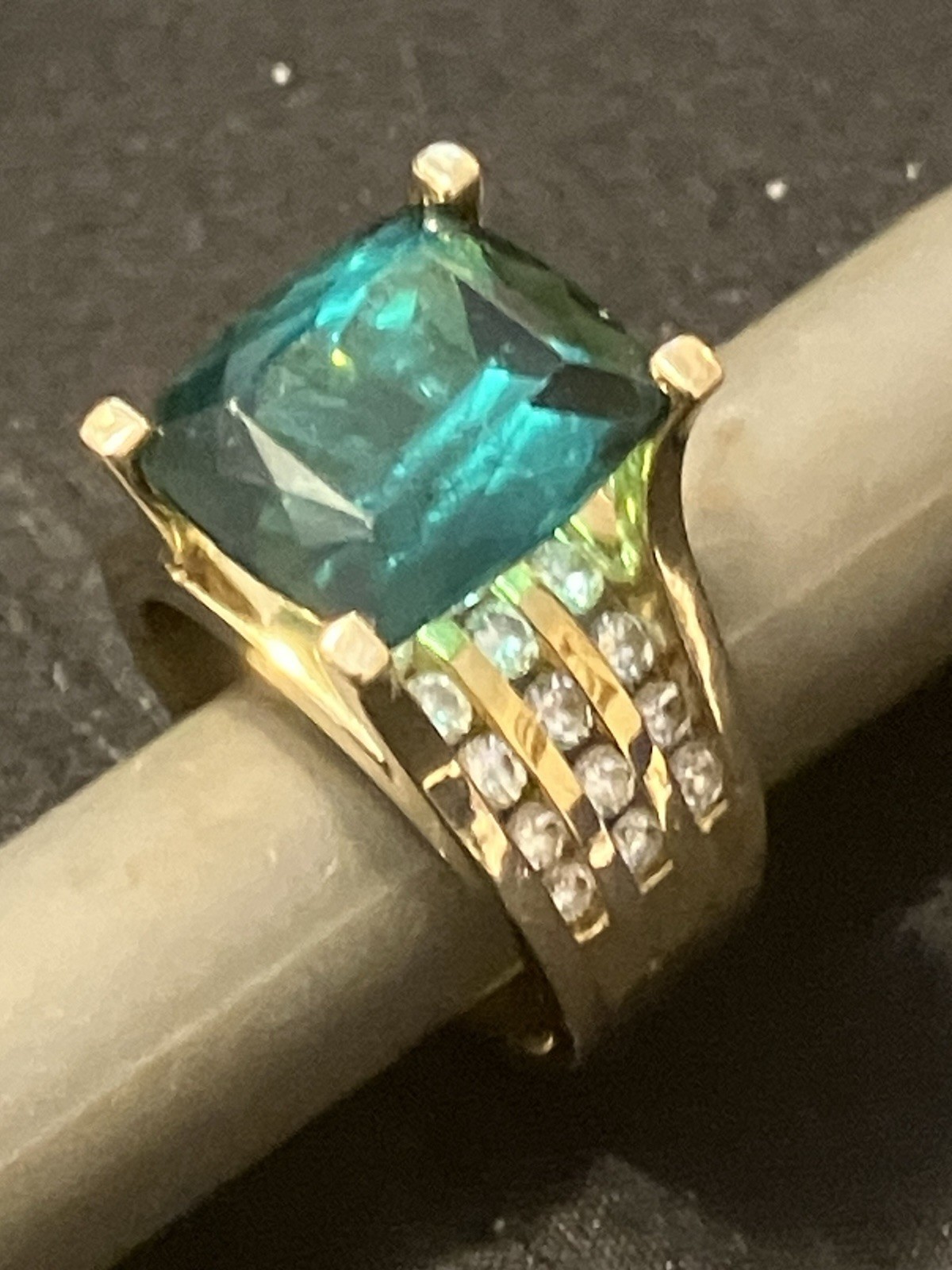 FRANK LAU CUSTOM 14k GOLD 7.74 CT INDICOLITE TOURMALINE DIAMOND RING 6.5 11,600