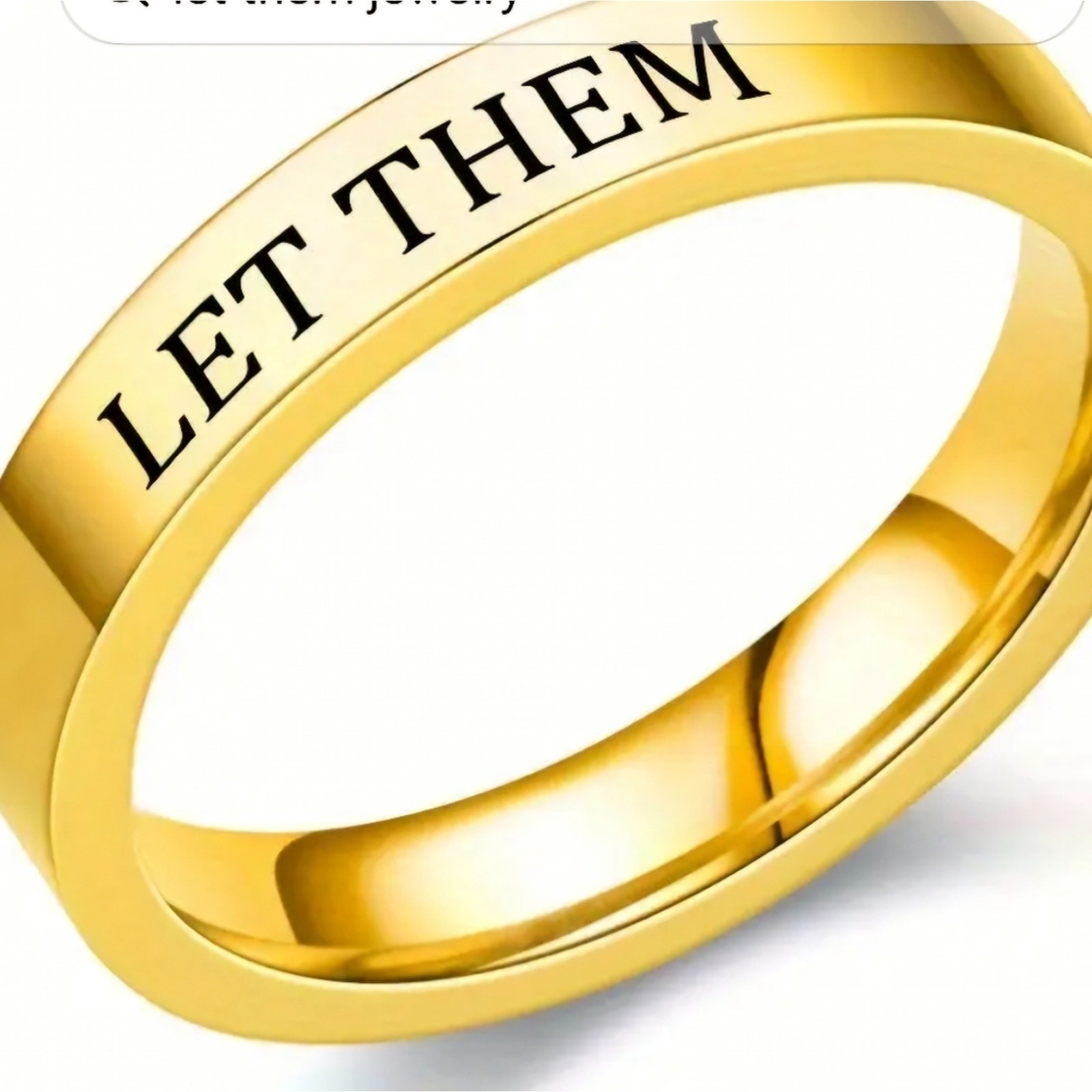 LET THEM Ring Gold Tone Engraved Trendy Finger Ring Size 9