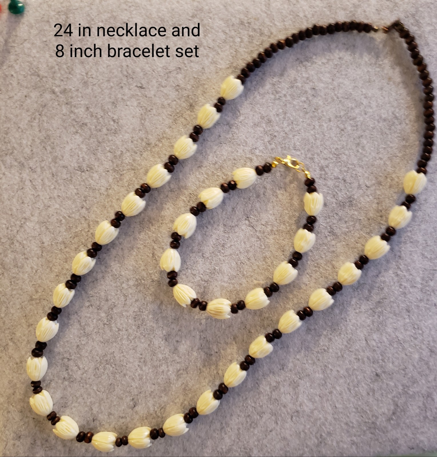 24 in Necklace & 8 in Bracelet Beaded Set Handmade