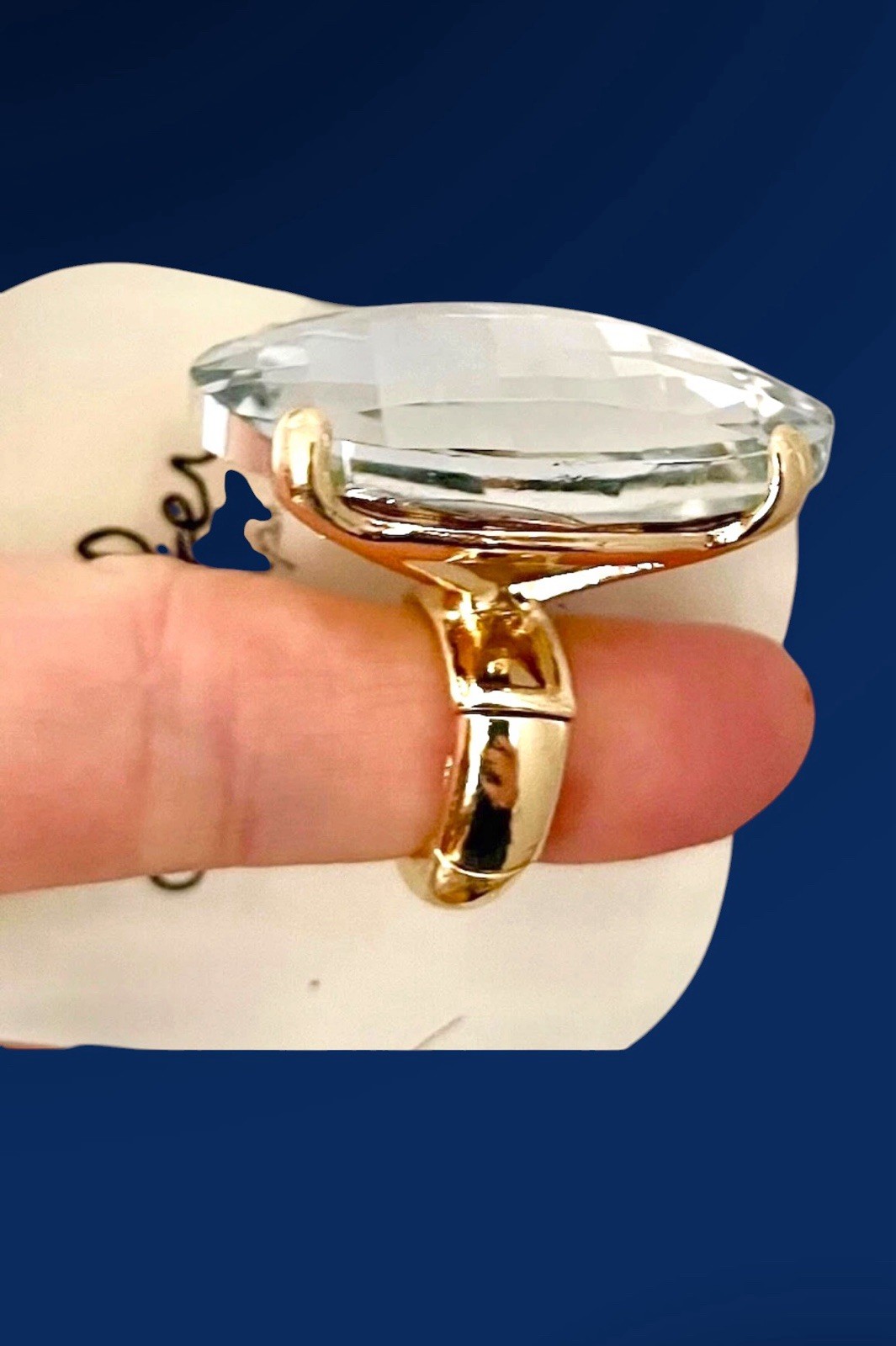 Oversized Oval Clear Crystals Adjustable Statement Big Party Ring Drag Queen.