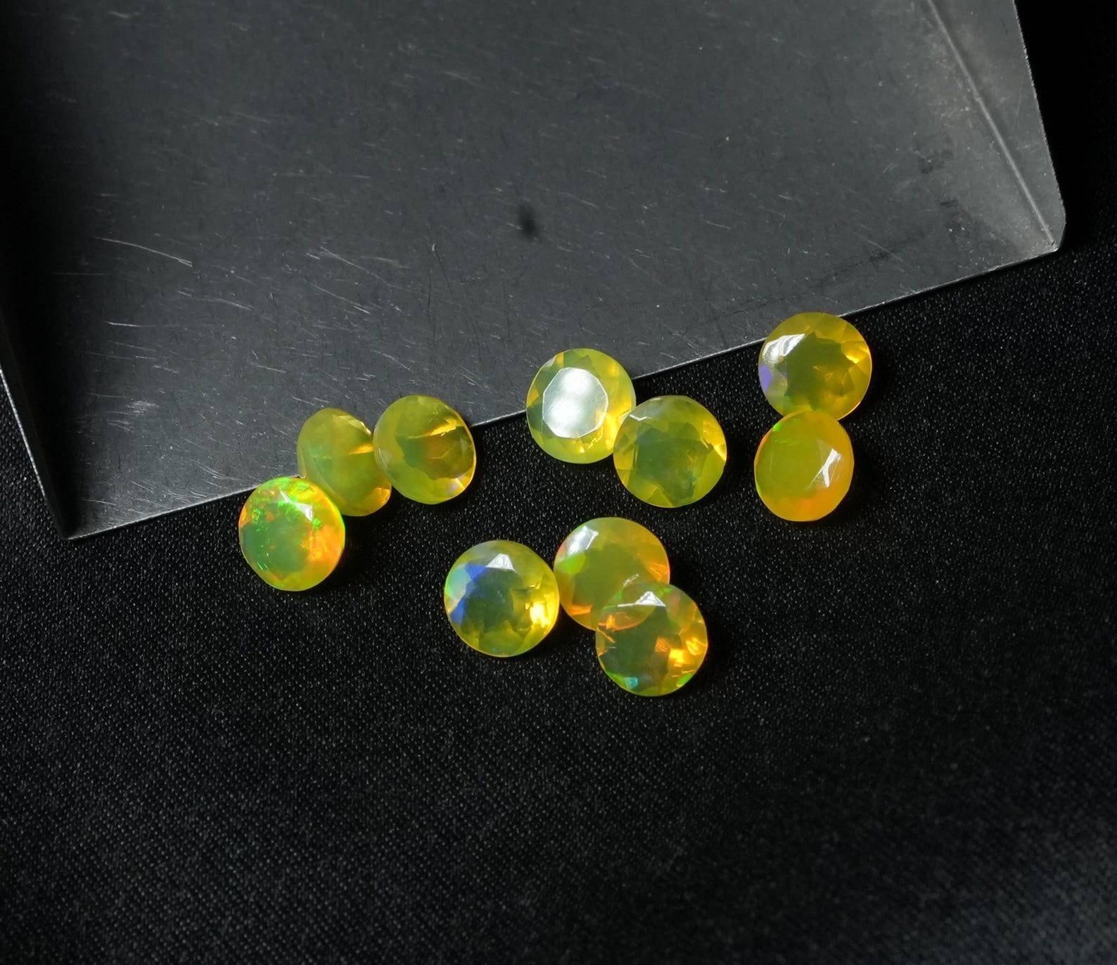 Natural Yellow Ethopian Opal Round Faceted Cut 3mm To 10mm Loose Gemstone