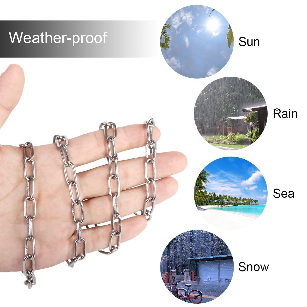 Weather-Resistant 304 Stainless Steel Chain – Optimal Strength 2mm/5ft Length