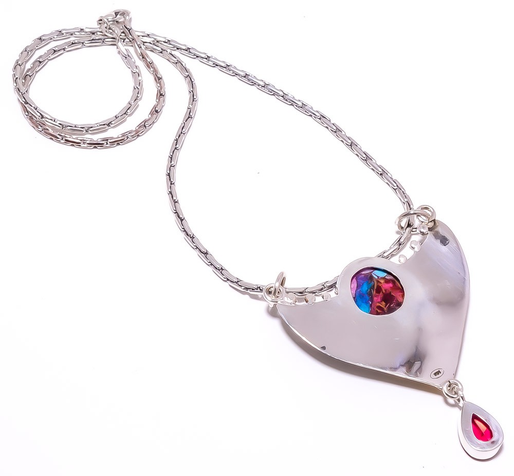 Copper Spiny Oyster Gemstone 925 Sterling Silver Pendant Chain Size P.2.54″ A339