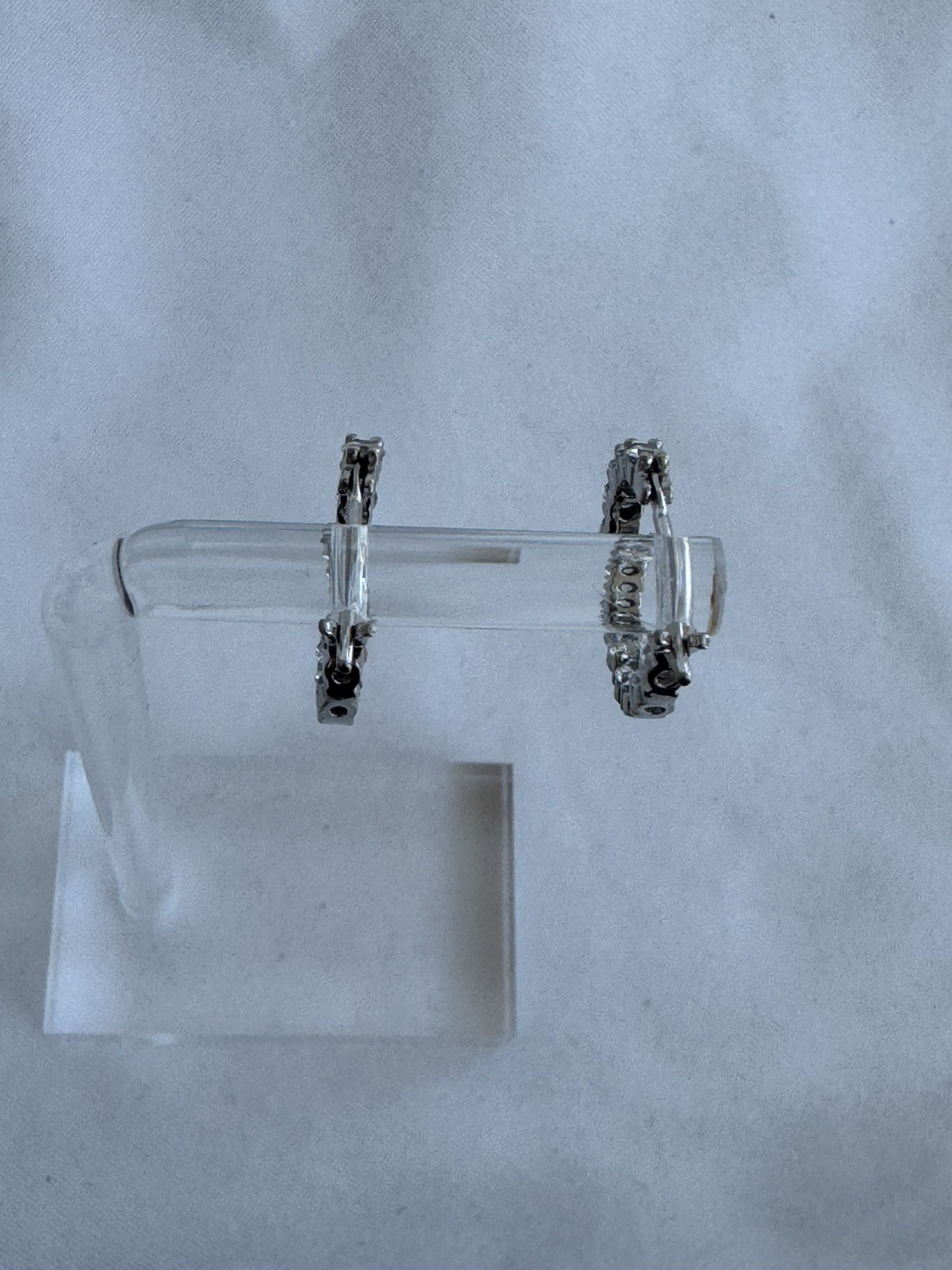 925 Sterling Silver Inside Out Hoop Earrings CZ 5/8” Snap Bar China