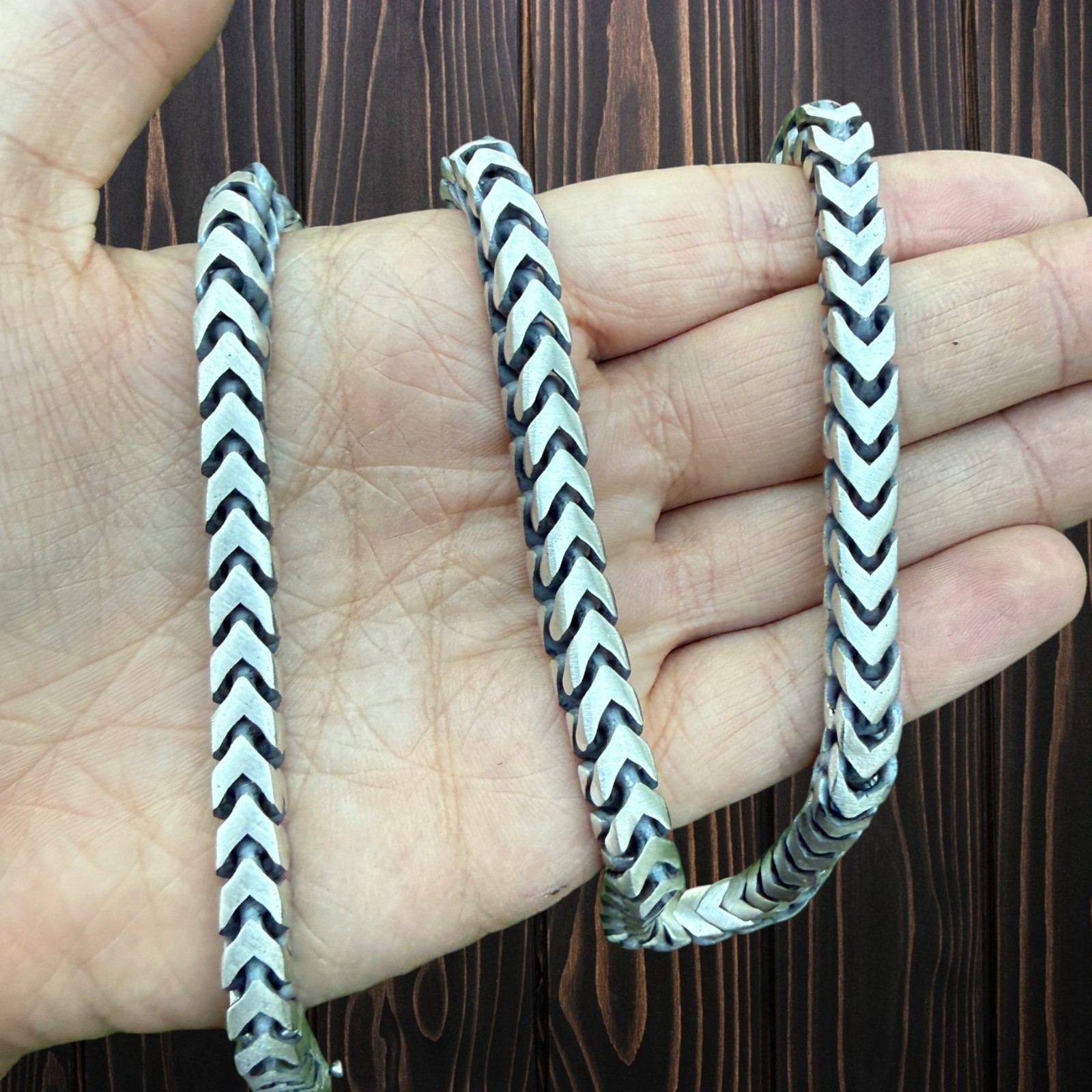 8mm Box Franco Chain Necklace – Solid 925 Sterling Silver Or Oxidized Rhodium