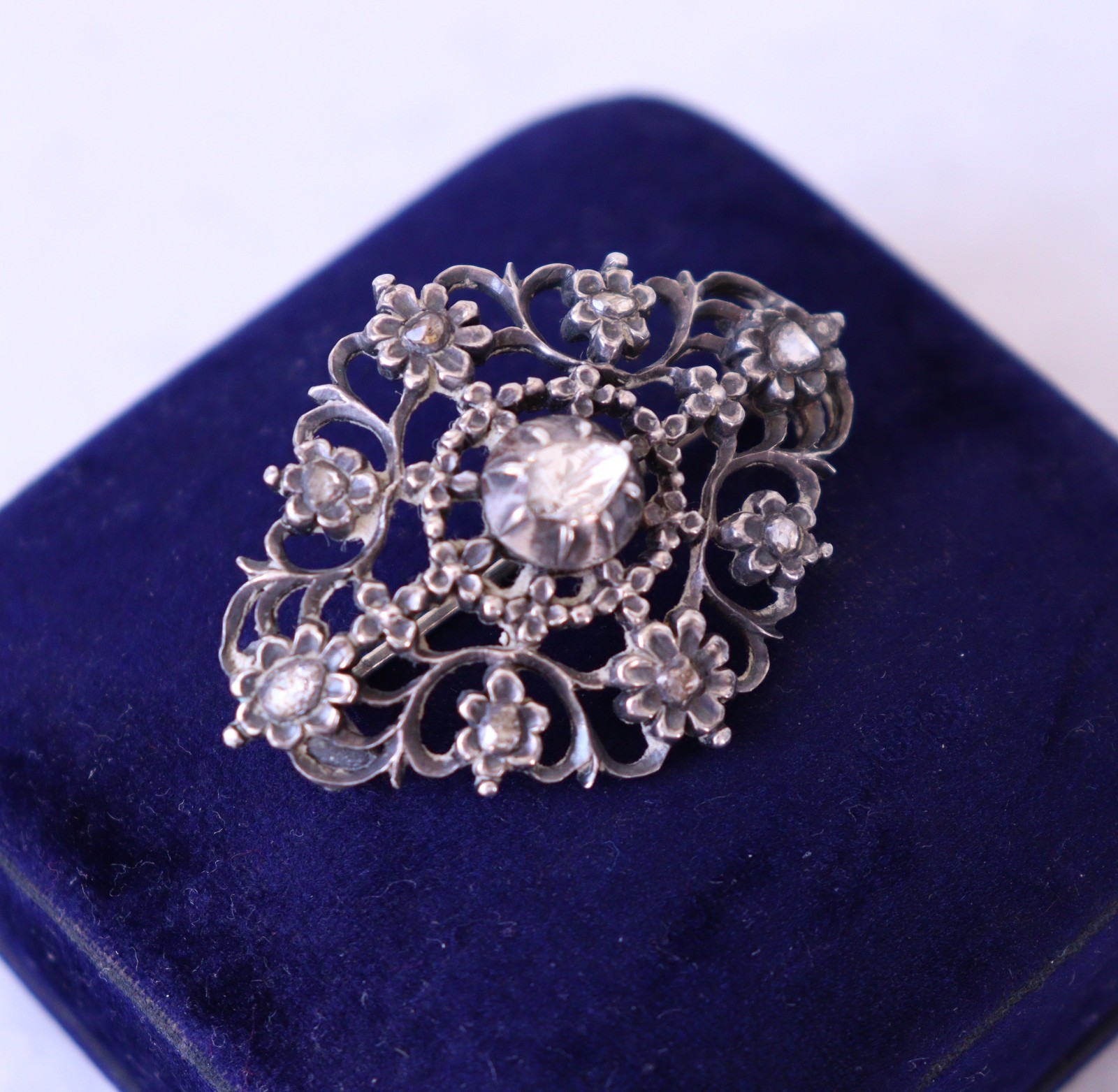 Antique Victorian Silver Brooch Rose Cut Diamonds – NO TARIFF