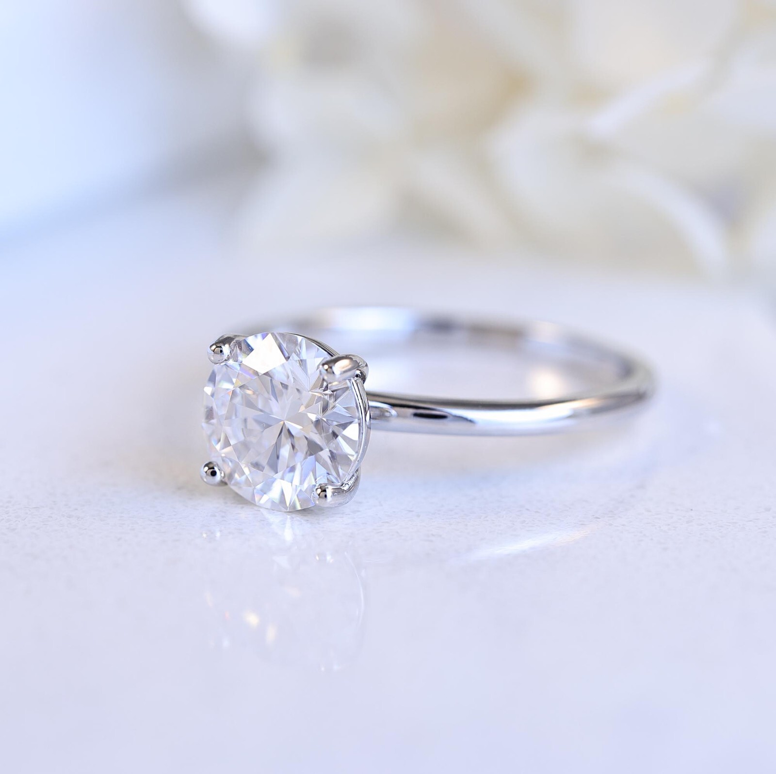 2.25ct Moissanite Solitaire 925 Sterling Silver Engagement Ring Sz 2.5-15 S10494