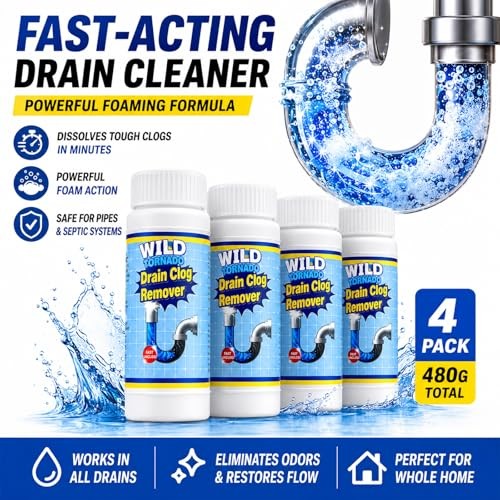 Drain Clog Remover Powder 4 Pack, Sink & Drain Cleaner Fast Drain Cleaner 4Pack