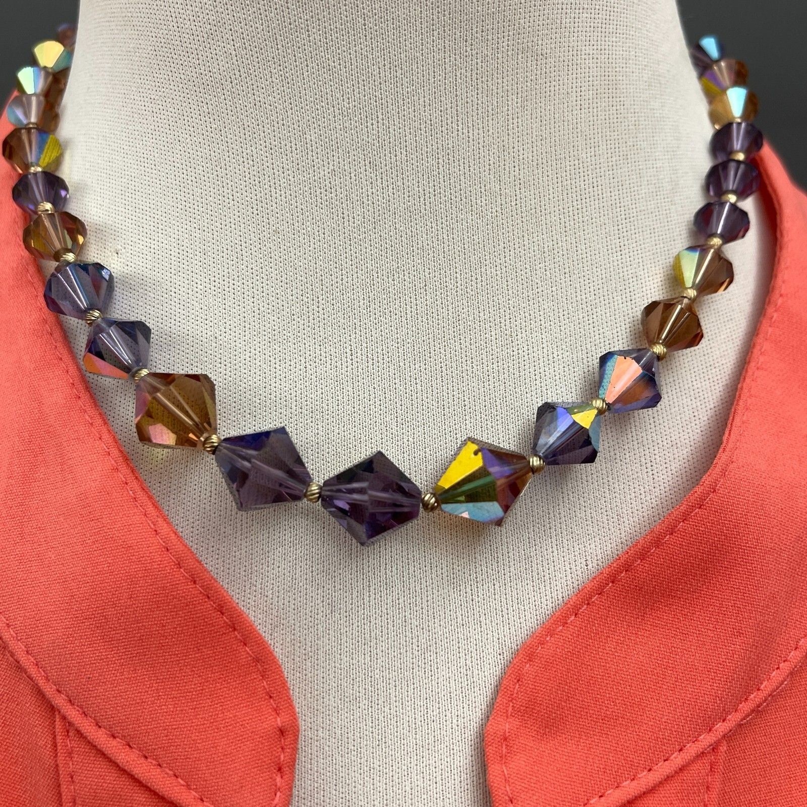 Purple Brown Gold-tone Glass Beads Beaded Women’s Fashion Necklace