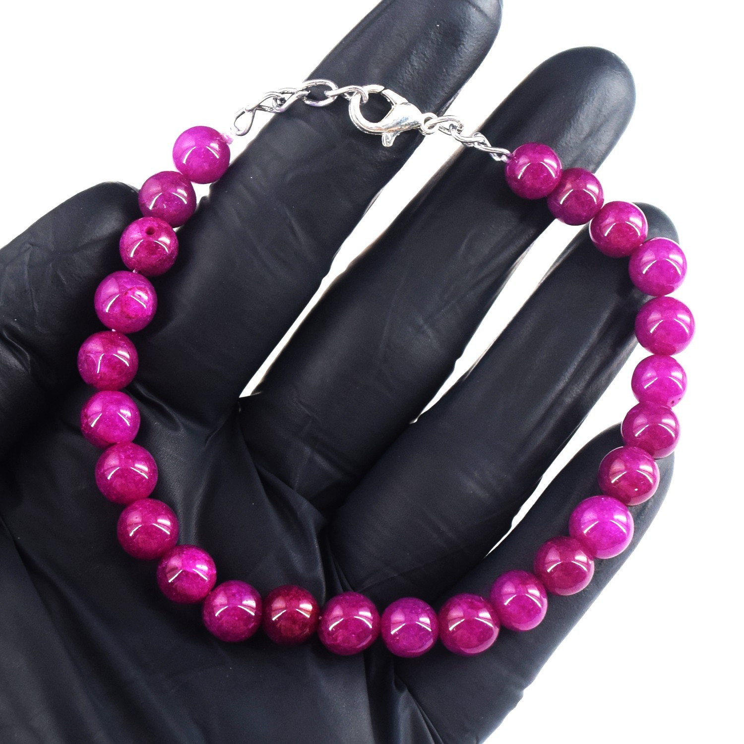 Sparkling 77.00 Cts Single Strand Pink Ruby Beaded Excellent Bracelet RK 40 E790