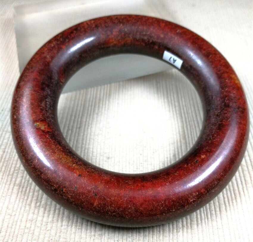 61MM China Scarce Ancient Red Green NATURAL HETIAN Jadeite Jade Bracelet
