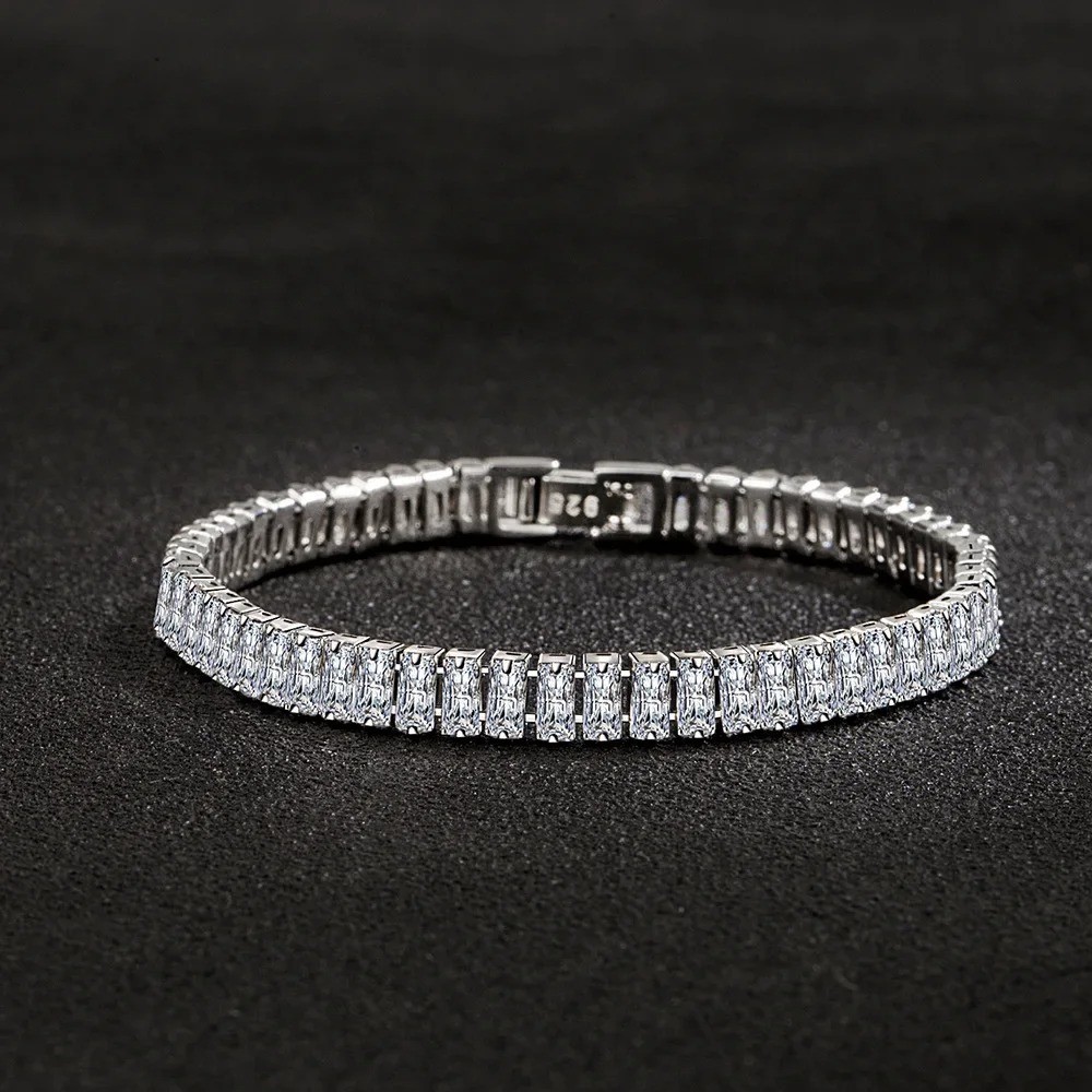 925 Sterling Silver Luxury Color Crystal Bracelet 18cm Women’s Chain Jewelry