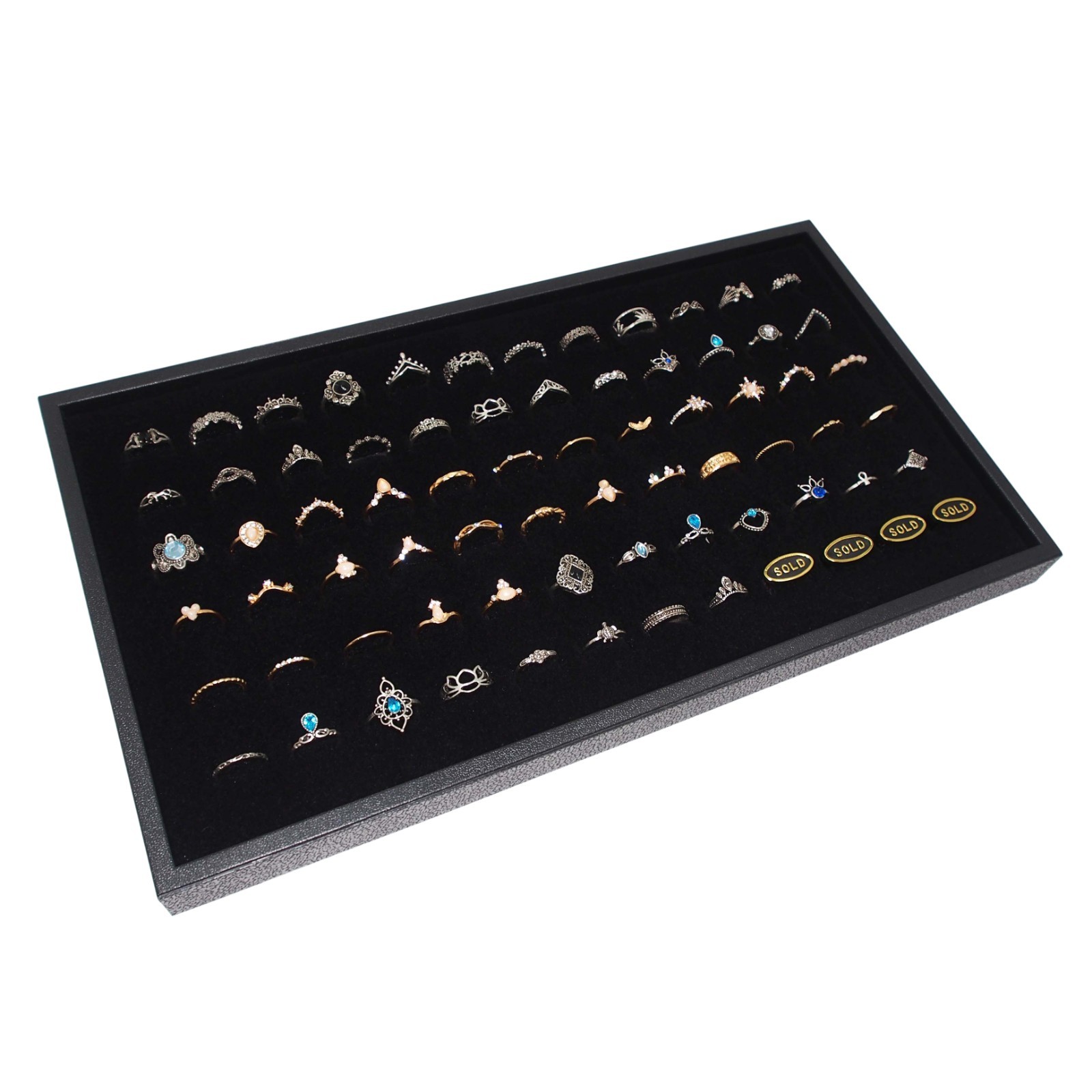 888 Display USA 2 72 Slot Black Jewelry Travel Ring Inserts Display Pads
