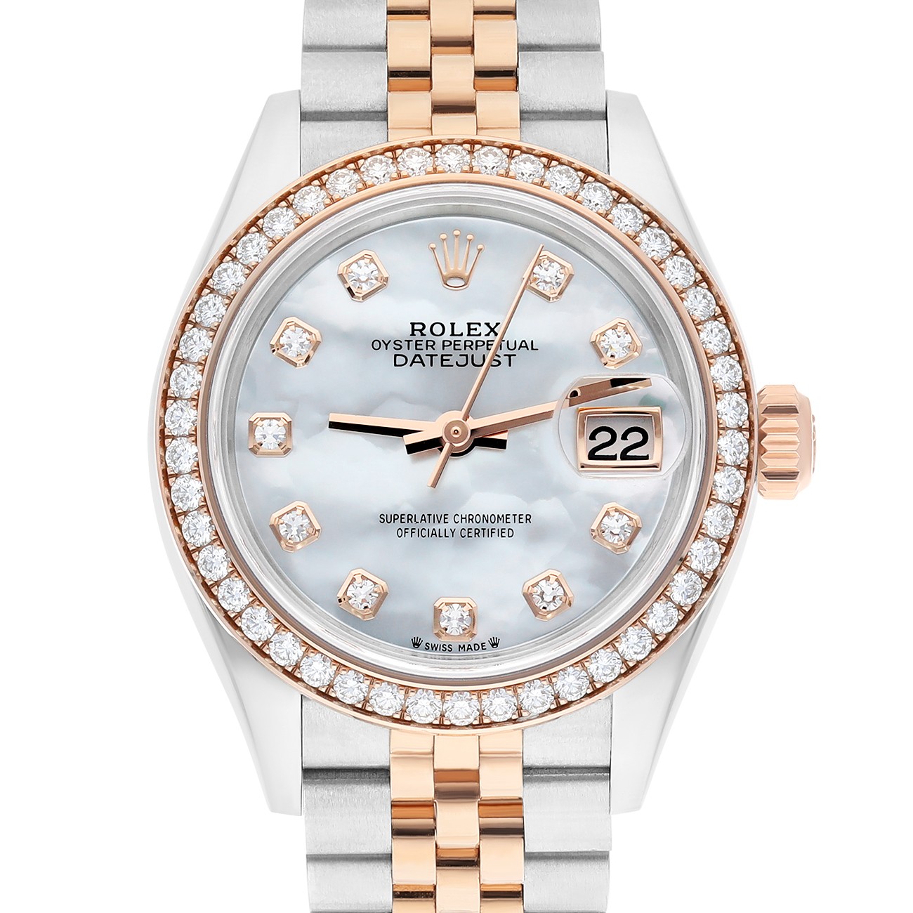 Rolex Lady-Datejust 279381RBR-0013 28 MM Diamond Bezel White Mother of Pearl …