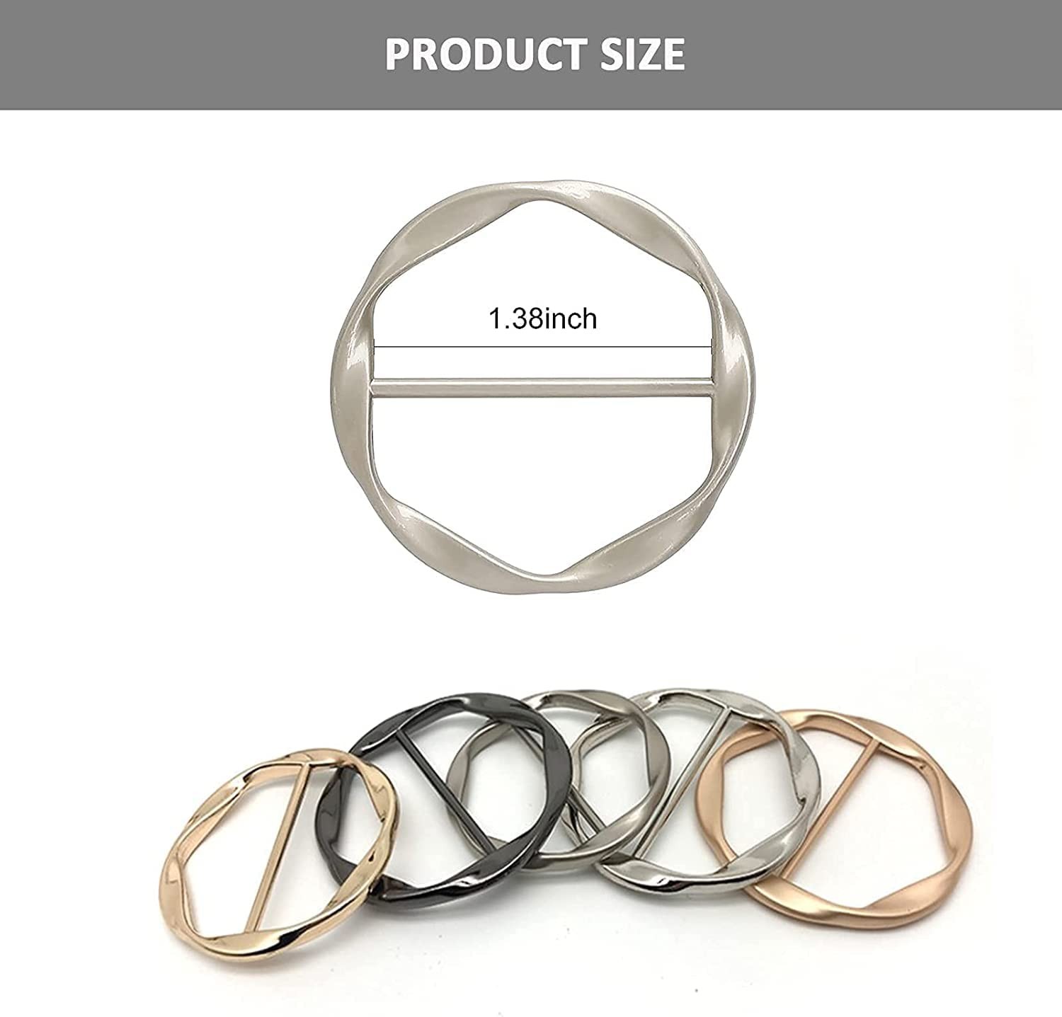 5PCS Silk Scarf Ring Clip T-shirt Tie Clips Metal Round Circle Buckle Clothing