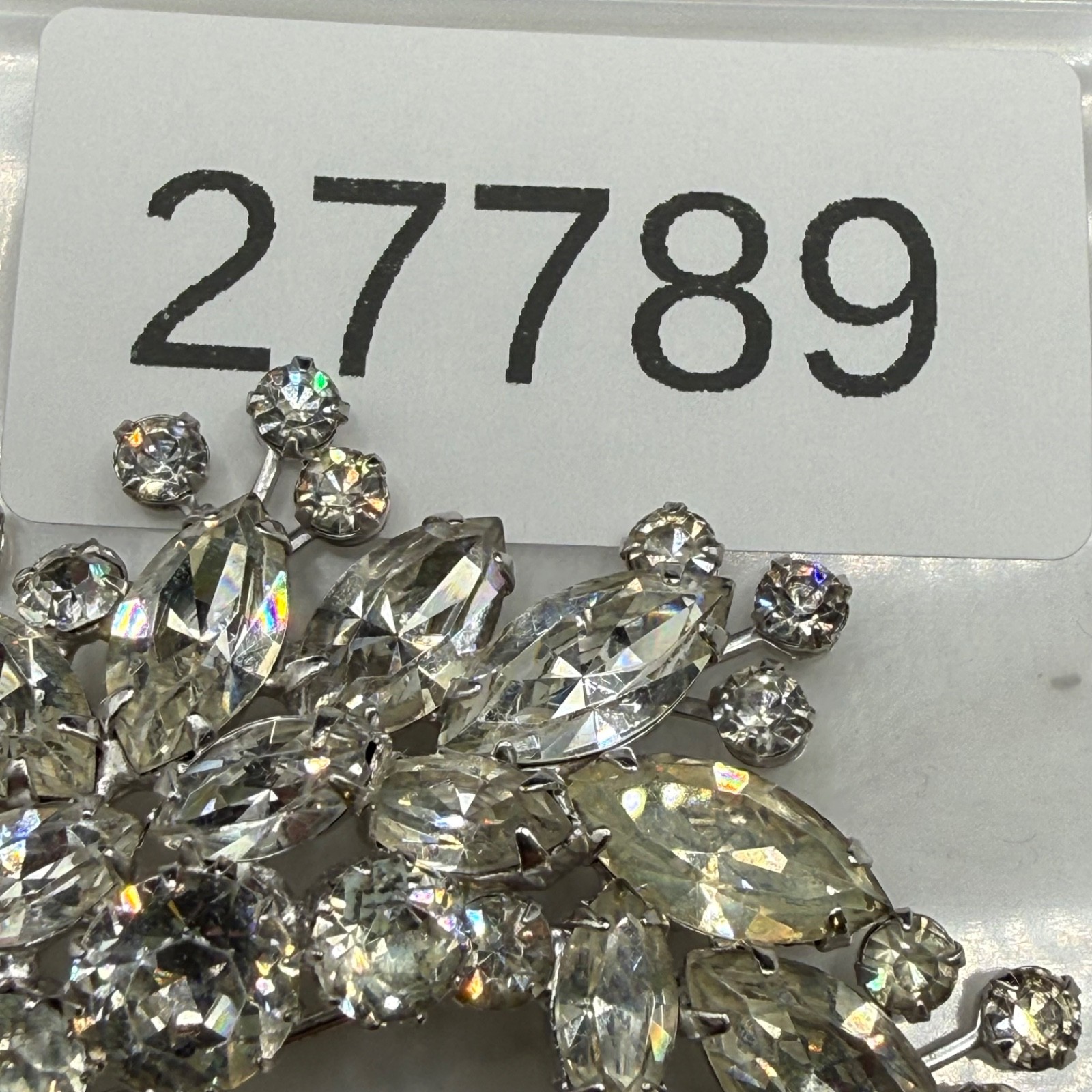 Vintage Weiss Rhinestone Brooch Spray Stunning Clear Sparkle