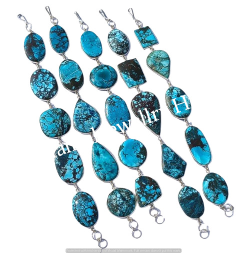 Blue Turquoise Gemstone Bracelets 925 Sterling Silver Plated Wholesale Jewellery
