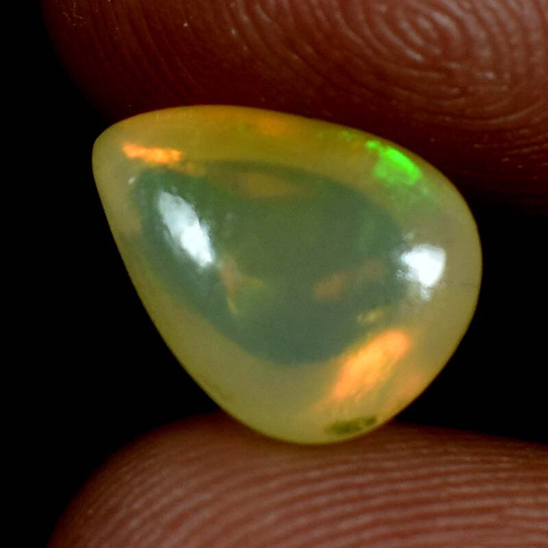 Ethiopian Fire Opal Pear Cabochon 100% Natural Awesome Flashy Gemstones 03.95Cts