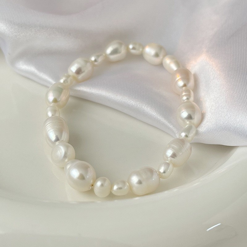 Irregular Freshwater Pearl Bracelet Elastic Stackable Boho Gift Bridal