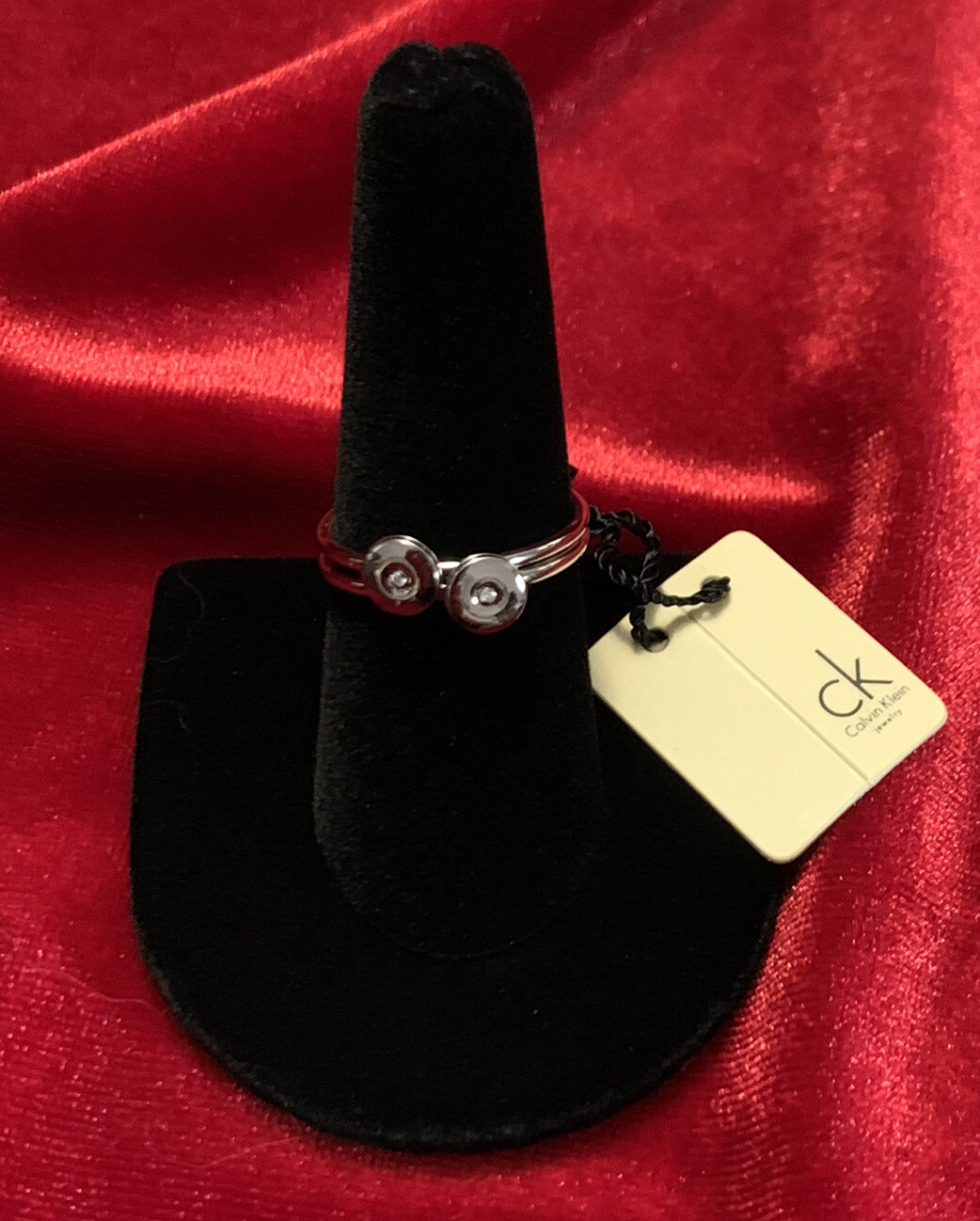 CALVIN KLEIN Women’s Stainless Steel Silver-Toned Precious Ring Set SIZE 9 NIB