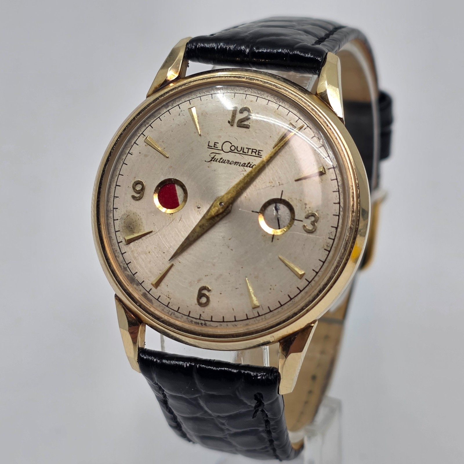 RARE Le Coultre Futurematic Porthole Bumper Automatic Power Reserve Watch