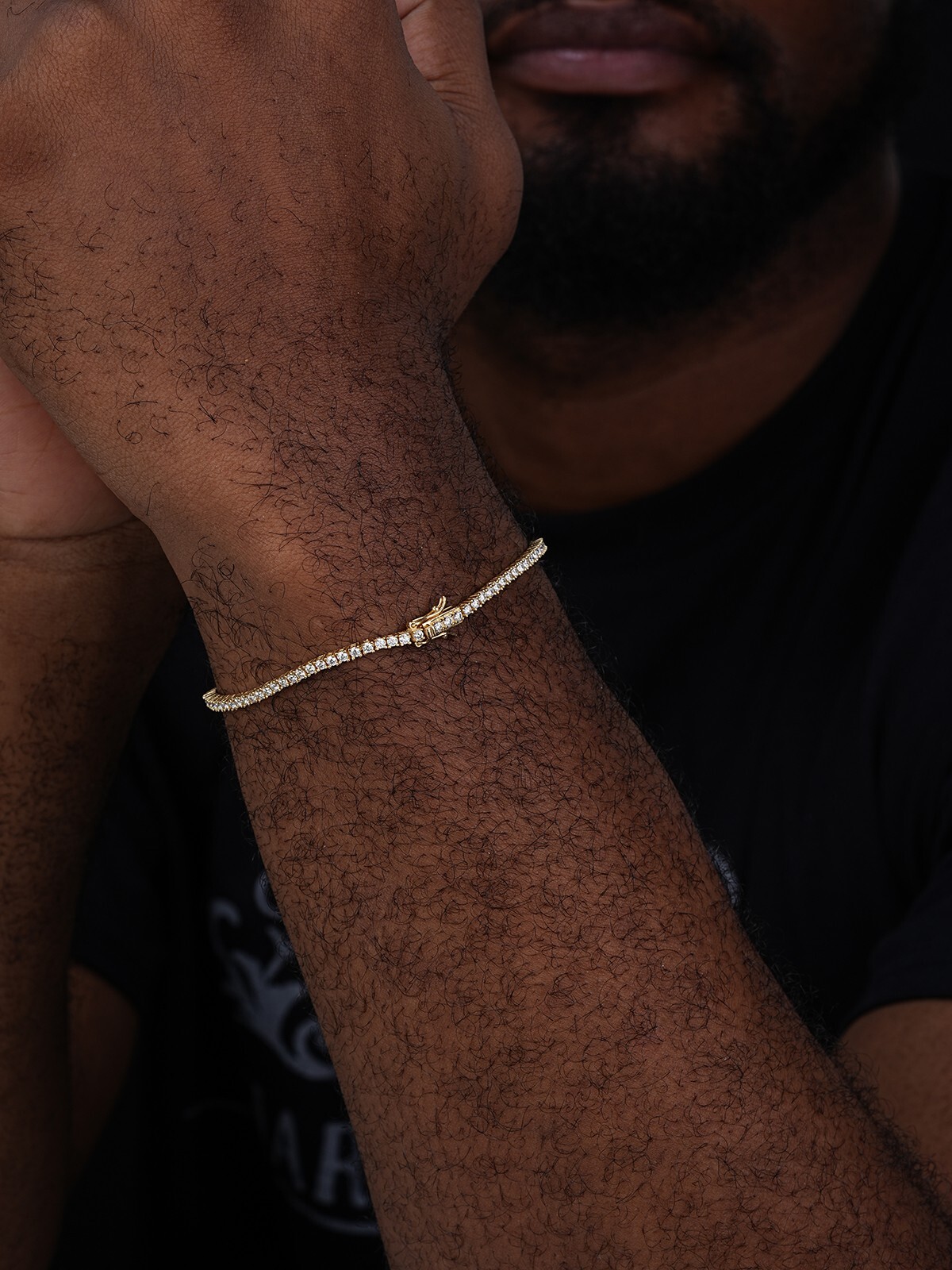 14k Gold Plated Solid Silver 2mm Real MOISSANITE Tennis Bracelet Passes Tester