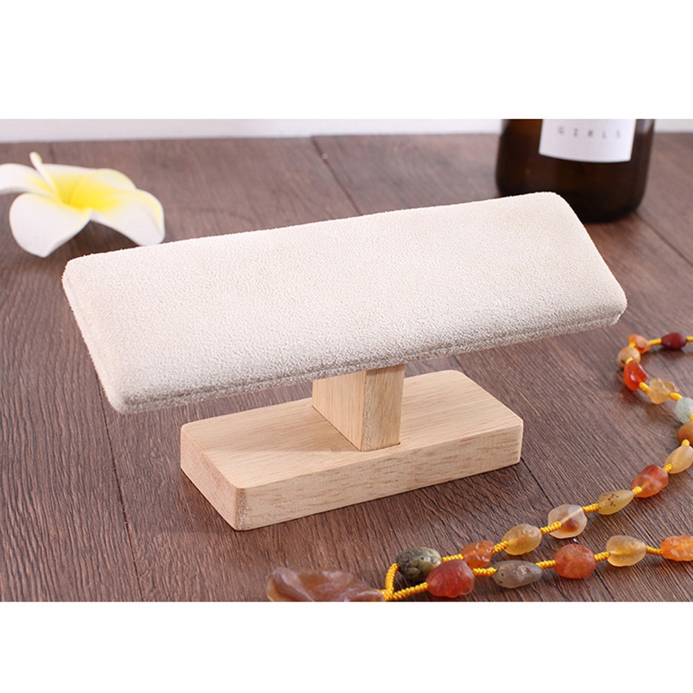 Bamboo T Shaped Jewelry Display Stand Home Use 1Pcs 7.9*2.4*3.3in