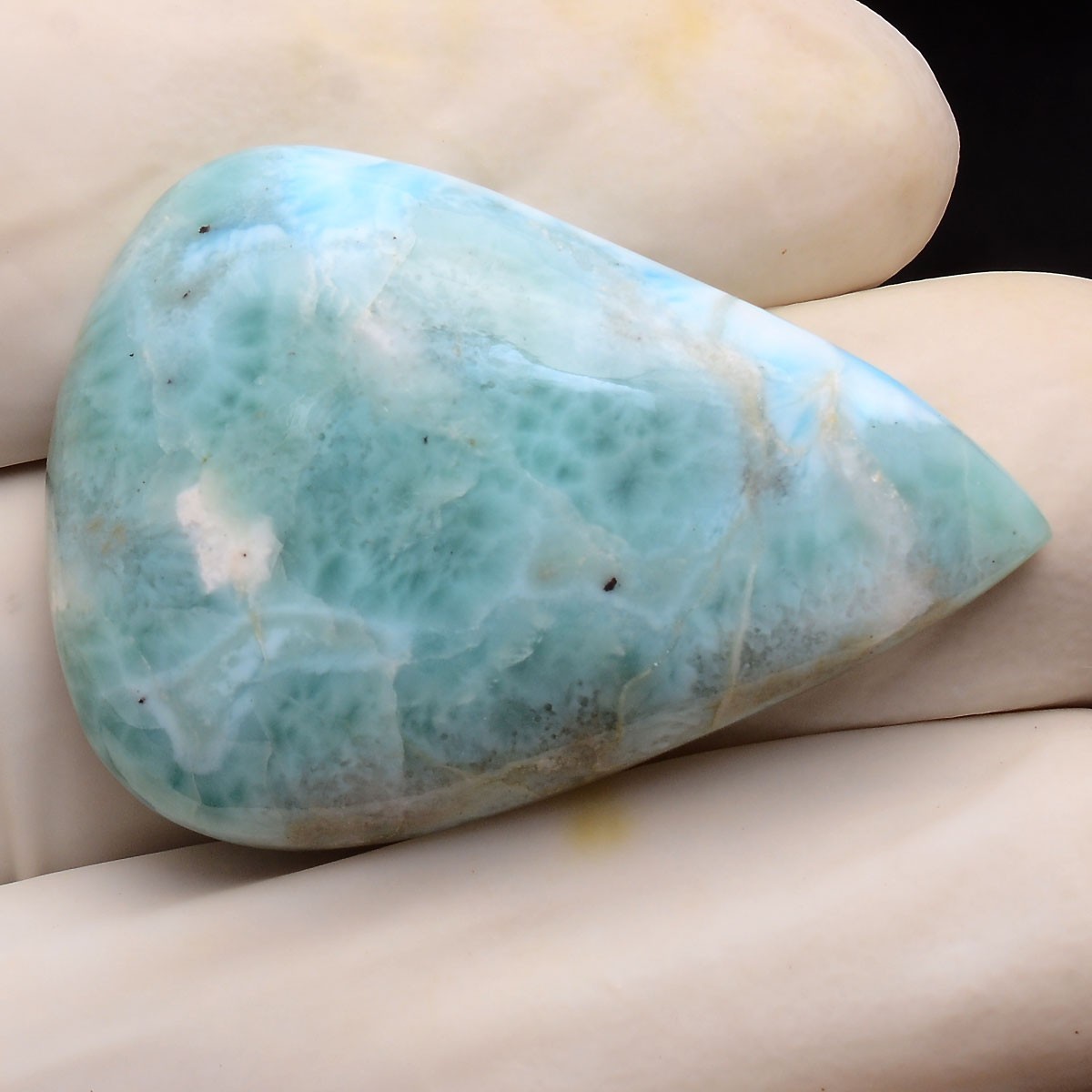 50.00 Cts Natural Larimar Huge Pear Cabochon Untreated 36mmx25mm Loose Gemstone