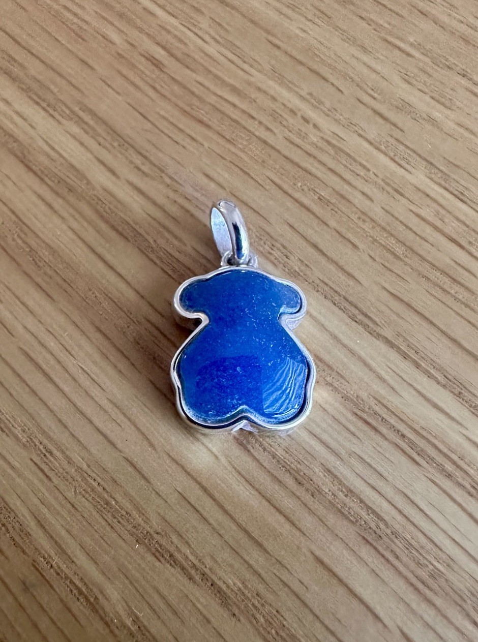 TOUS Sterling Silver 925 & Blue Dumortierite Bear Pendant