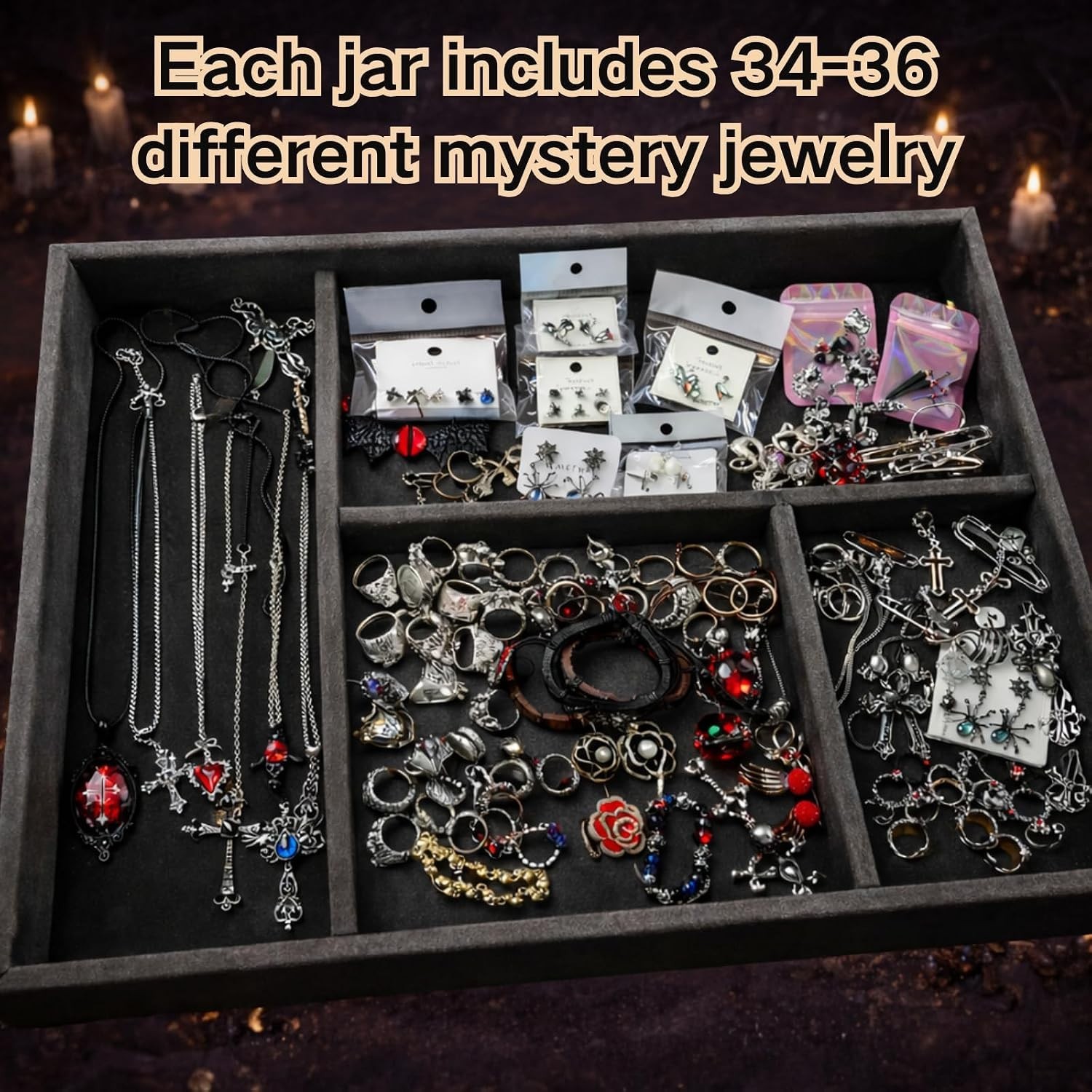 Gothic Mystery Jewelry Jar Witchy Jewelry Gift Set Surprise Jewelry Set Includes