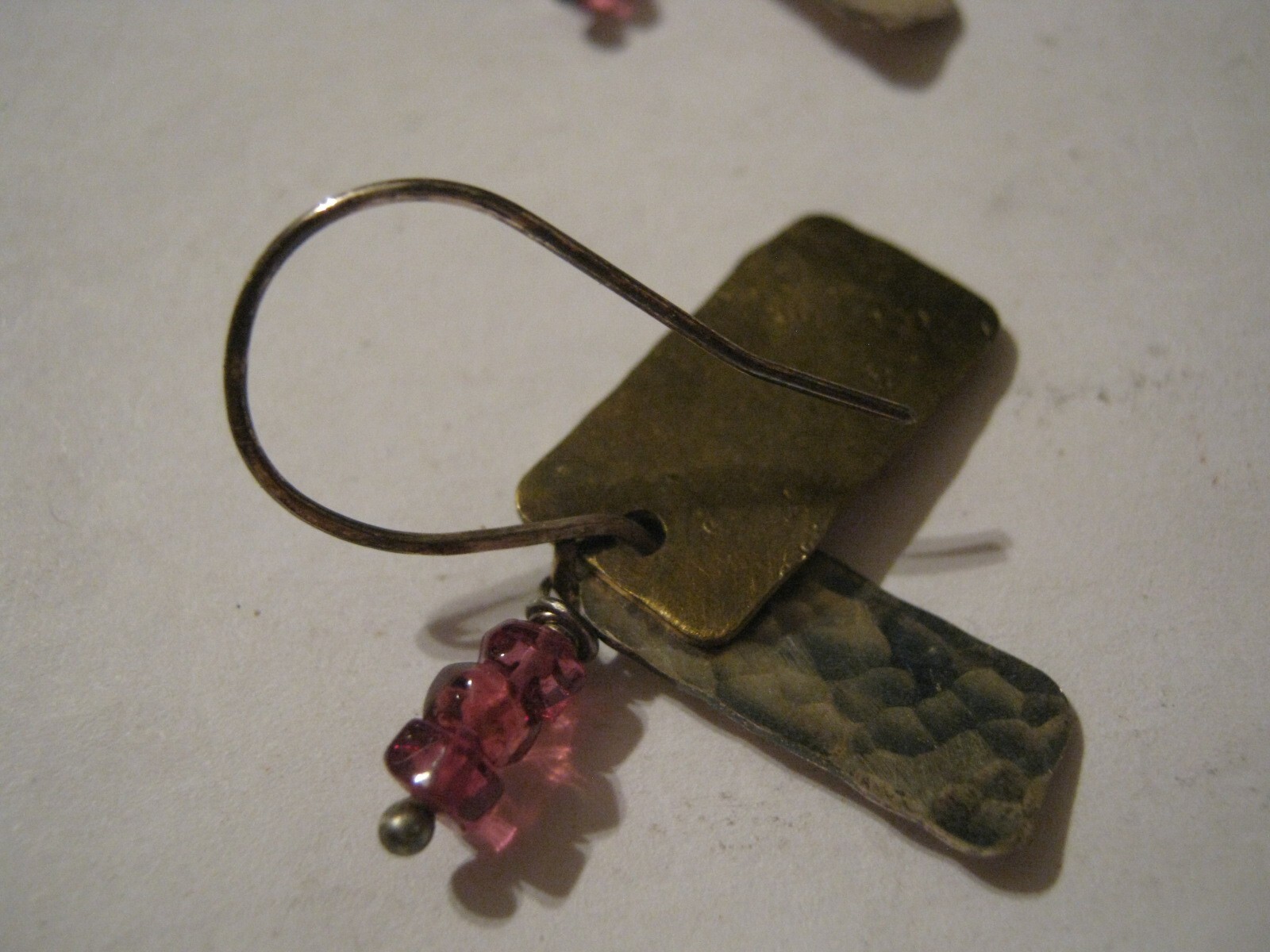 Robin Braun DREAMING BEE Handcrafted Sterling Silver Hook Earrings w/ Garnets