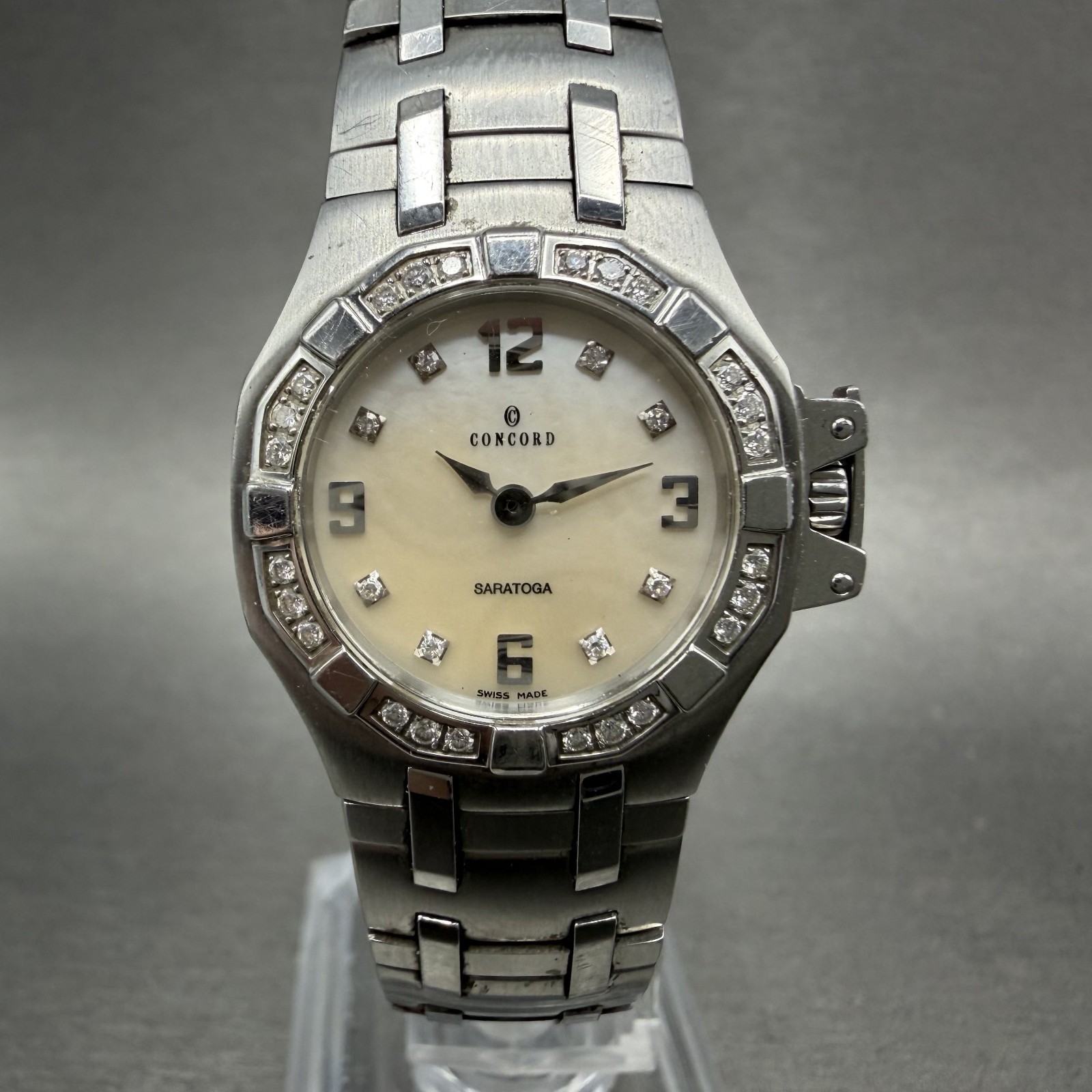 Concord Saratoga Watch Women 25mm MOP Dial Steel Diamond Bezel 14.25.1833 NewBat