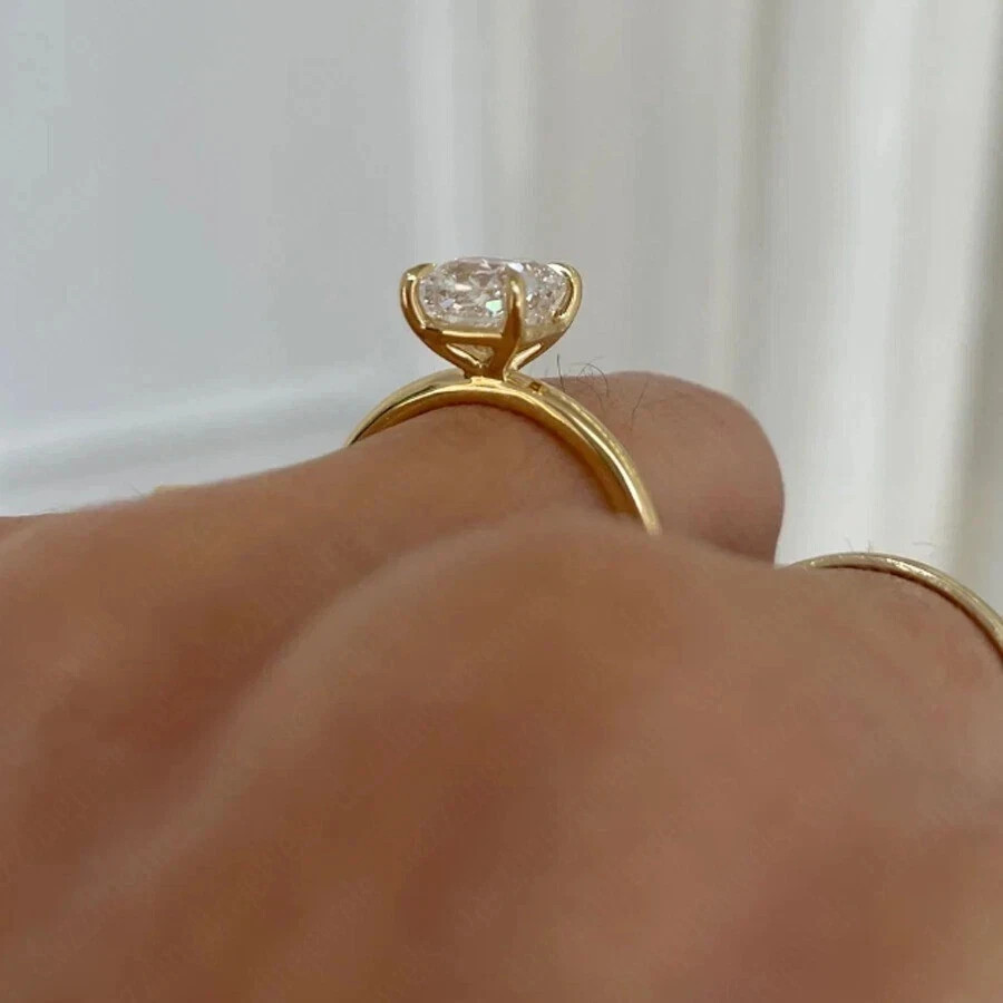 2Ct Cushion Cut Lab-Created Diamond Women’ Solitaire Ring 14K Yellow Gold Plated