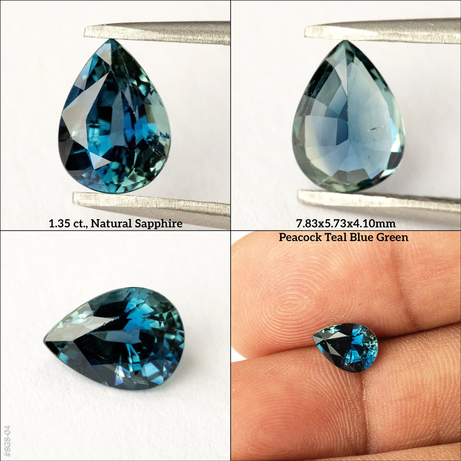 1.35ct Pear Shape Heated Natural Sapphire in Teal Green Peacock Blue Color