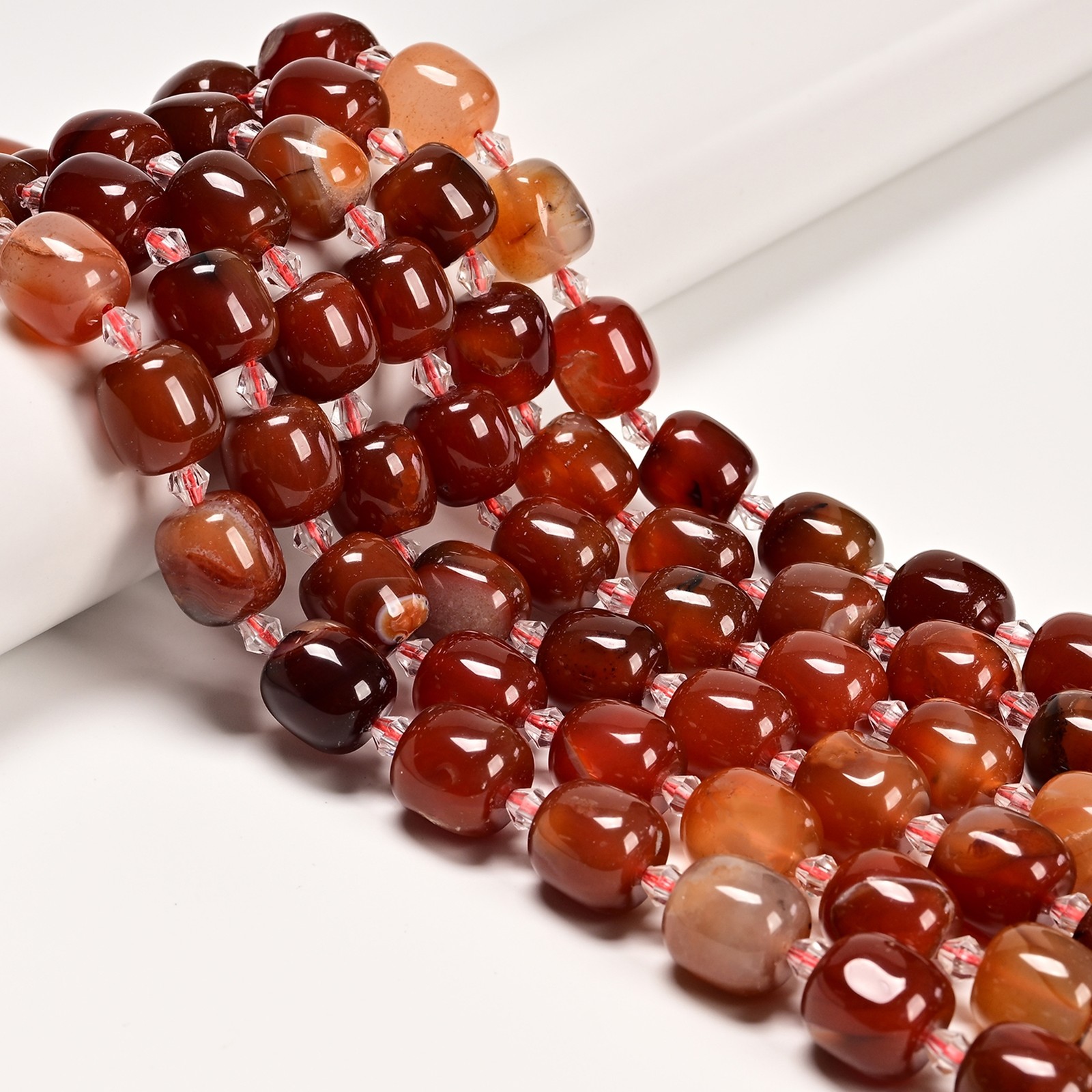 Natural Carnelian Barrel Drum Shape Beads Size 13-14mm 15.5” Strand