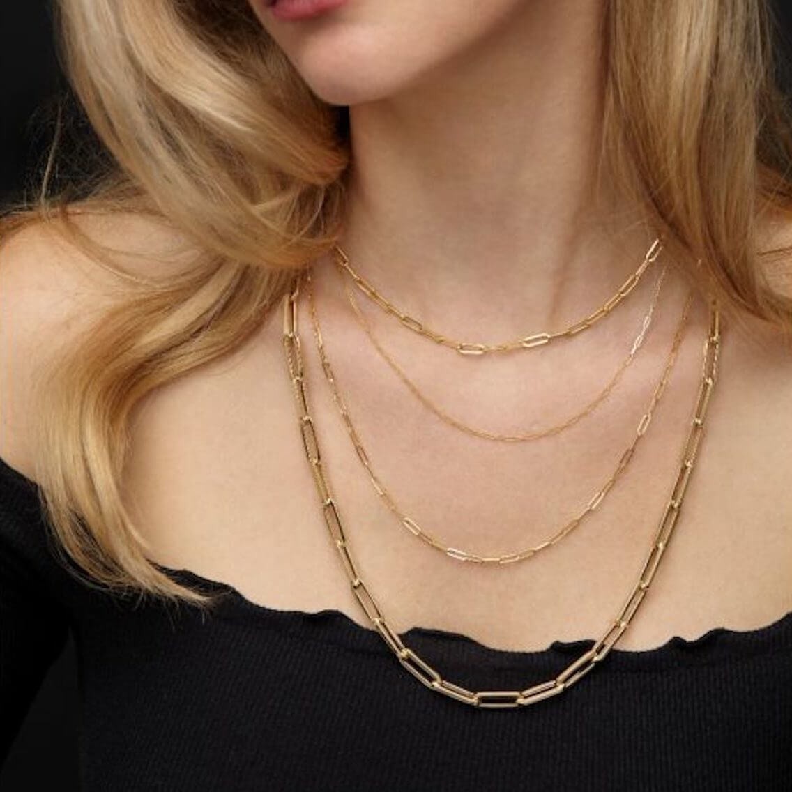 14K Rose Gold 1.5mm Hollow Paperclip Chain Necklace 16″-24″