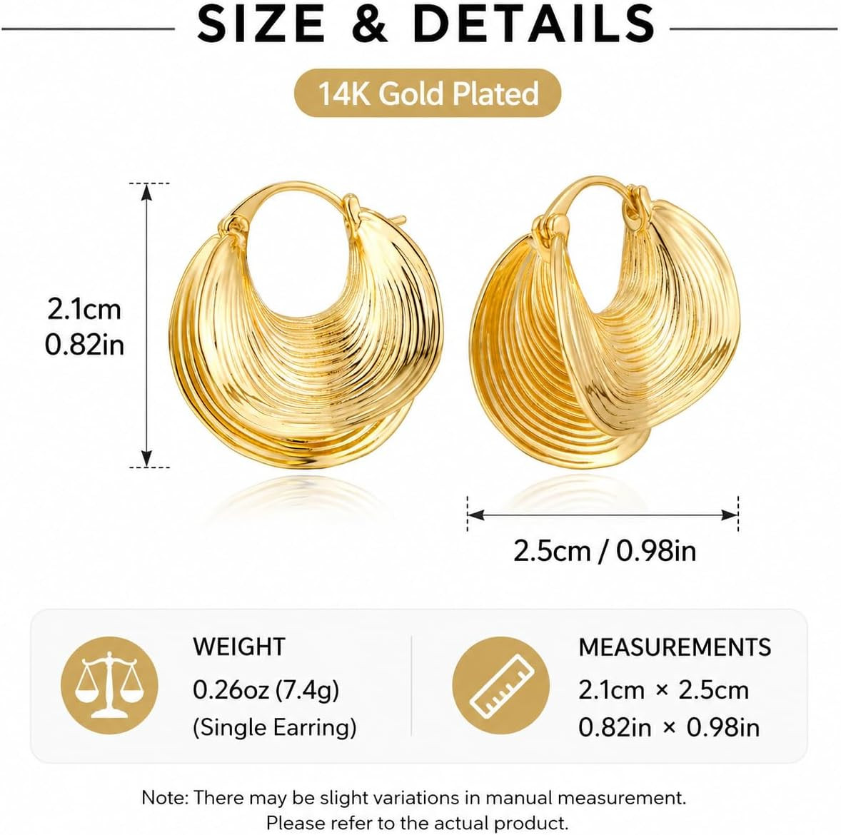 Chunky Gold Hoop Earrings for Women Gold Plated Statement Huggie Hoops Trendy Me