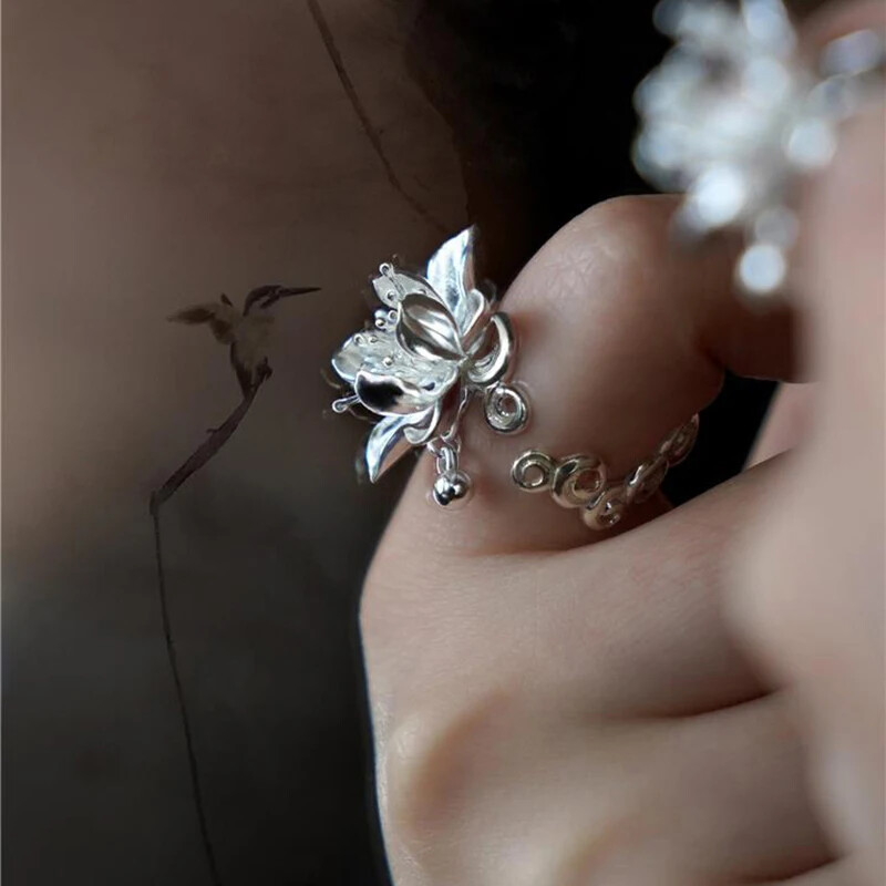 Handmade Anemone Opening Can Be Adjusted Retro Fashion Literary Female Jewelry