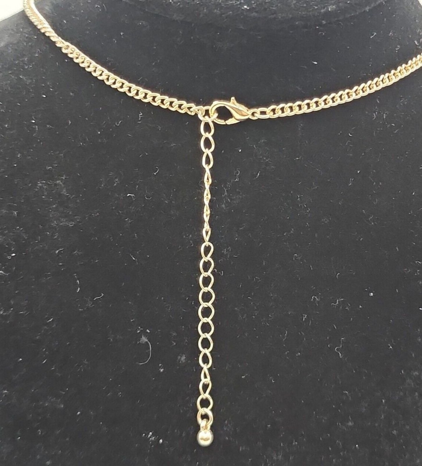 Black Geometric Pentagon Gold Tone Statement Necklace – 17.5″