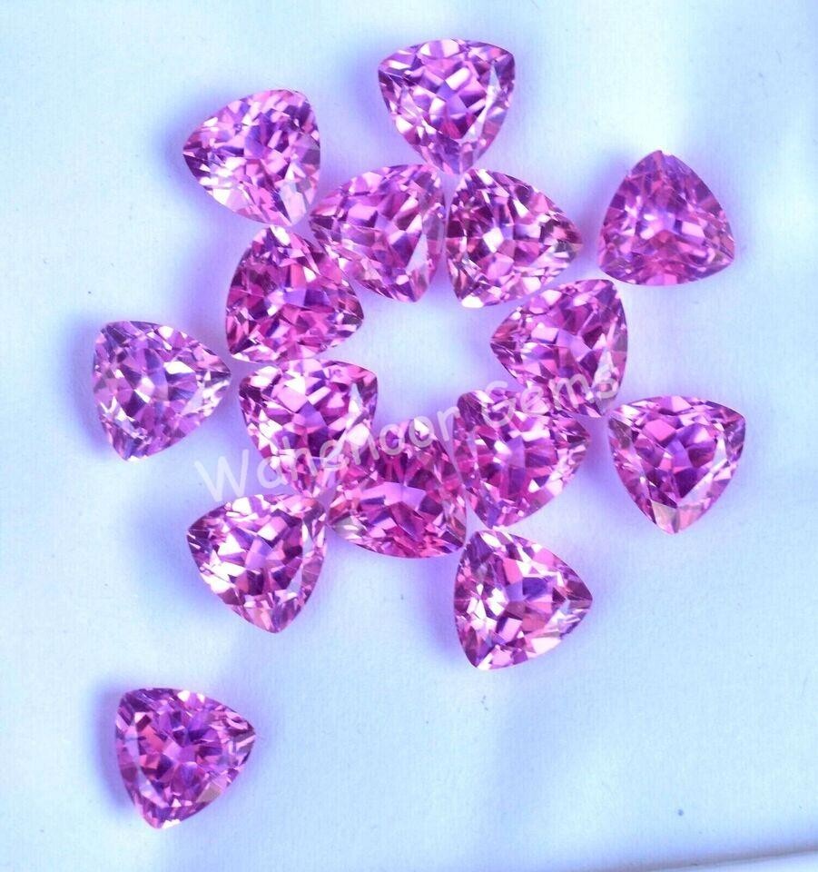 15 Pcs Natural Mogok Pink Ruby Trillion 7.00 MM Certified AAA+ Treated Gemstone