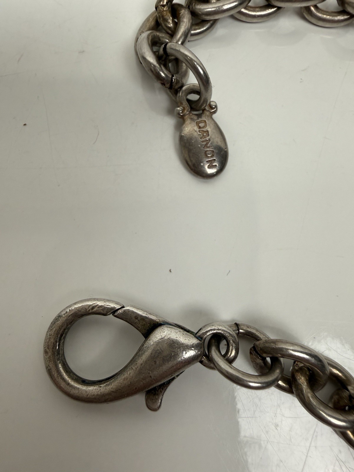 VTG Danon Pewter Pendant Necklace Featuring Brands Iconic Brutalist Handcrafted