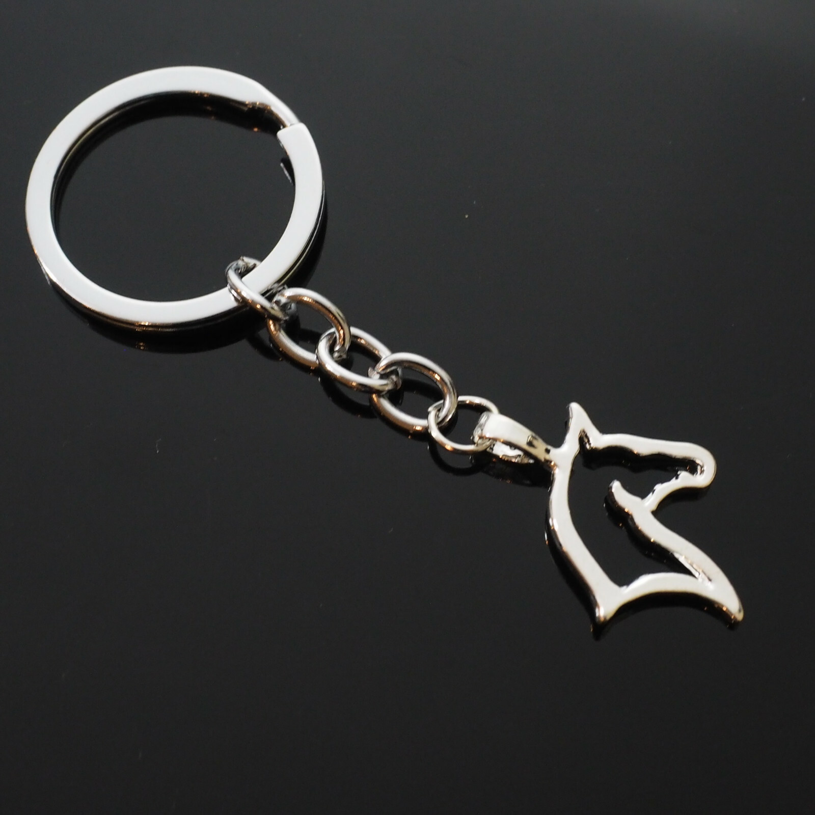 Beautiful Horse Head Hollow Outline Charm Pendant Keychain Lover / Rider Gift