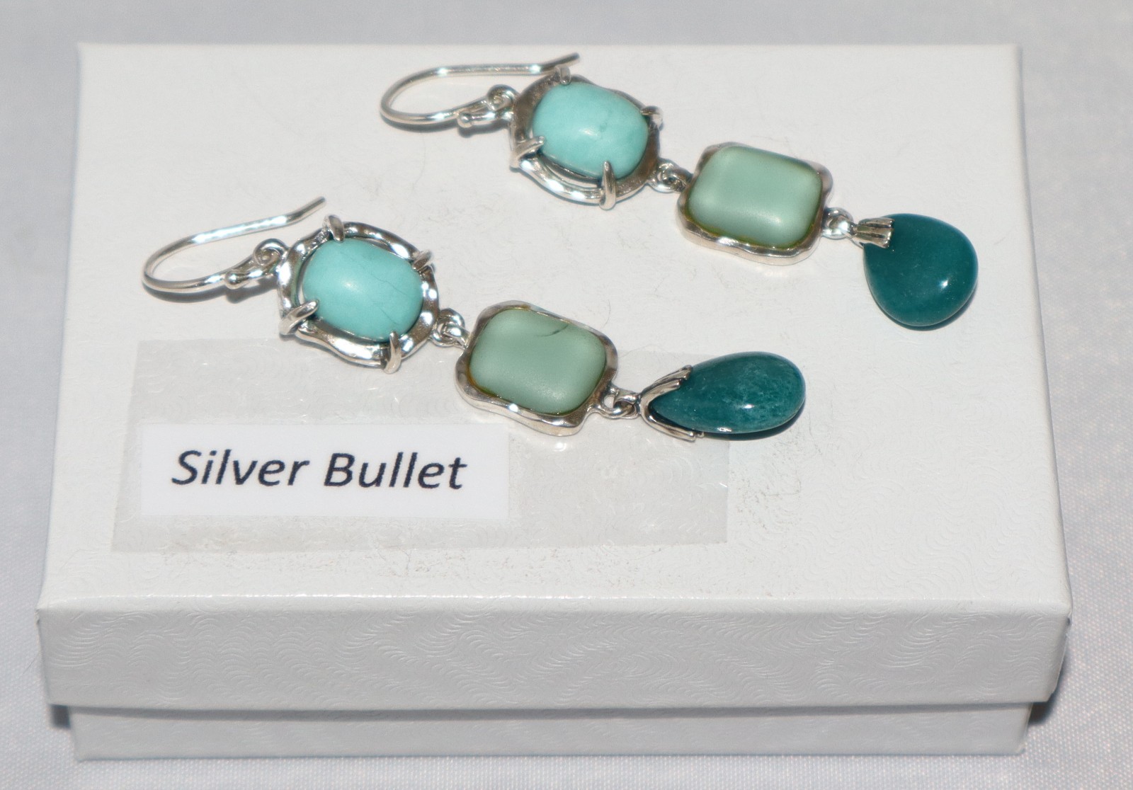 Silpada Silver .925 “Sea Sky” Turquoise, Sea Glass & Quartzite Earrings W2359