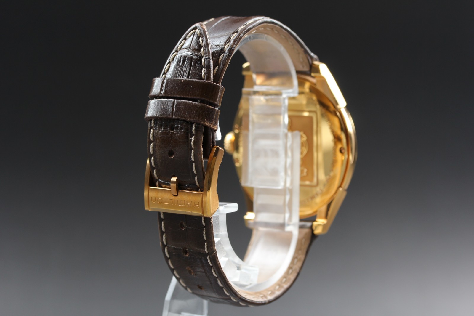 Near MINT Hamilton Jazzmaster H384410 Gold Small Seconds Quartz Mens Watch JAPAN