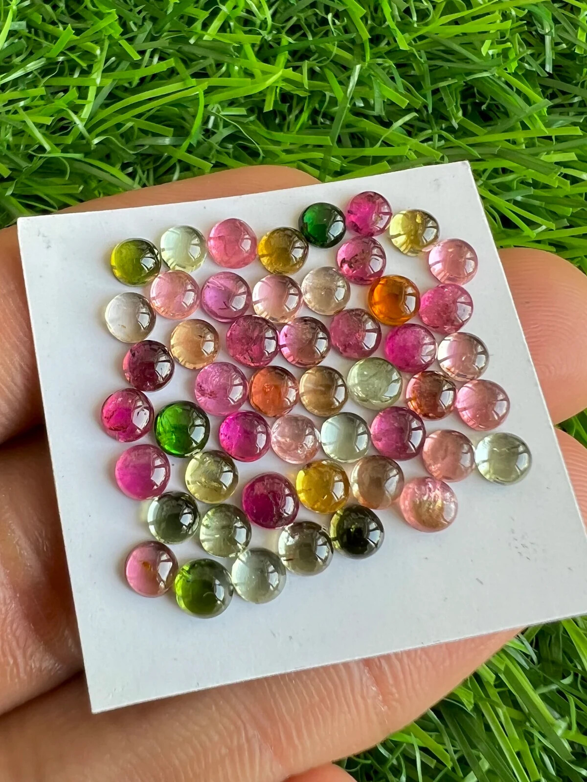 Natural Multi Tourmaline 4 MM Round Loose Gemstone Cabochon 50 Pcs 15.85 Crt
