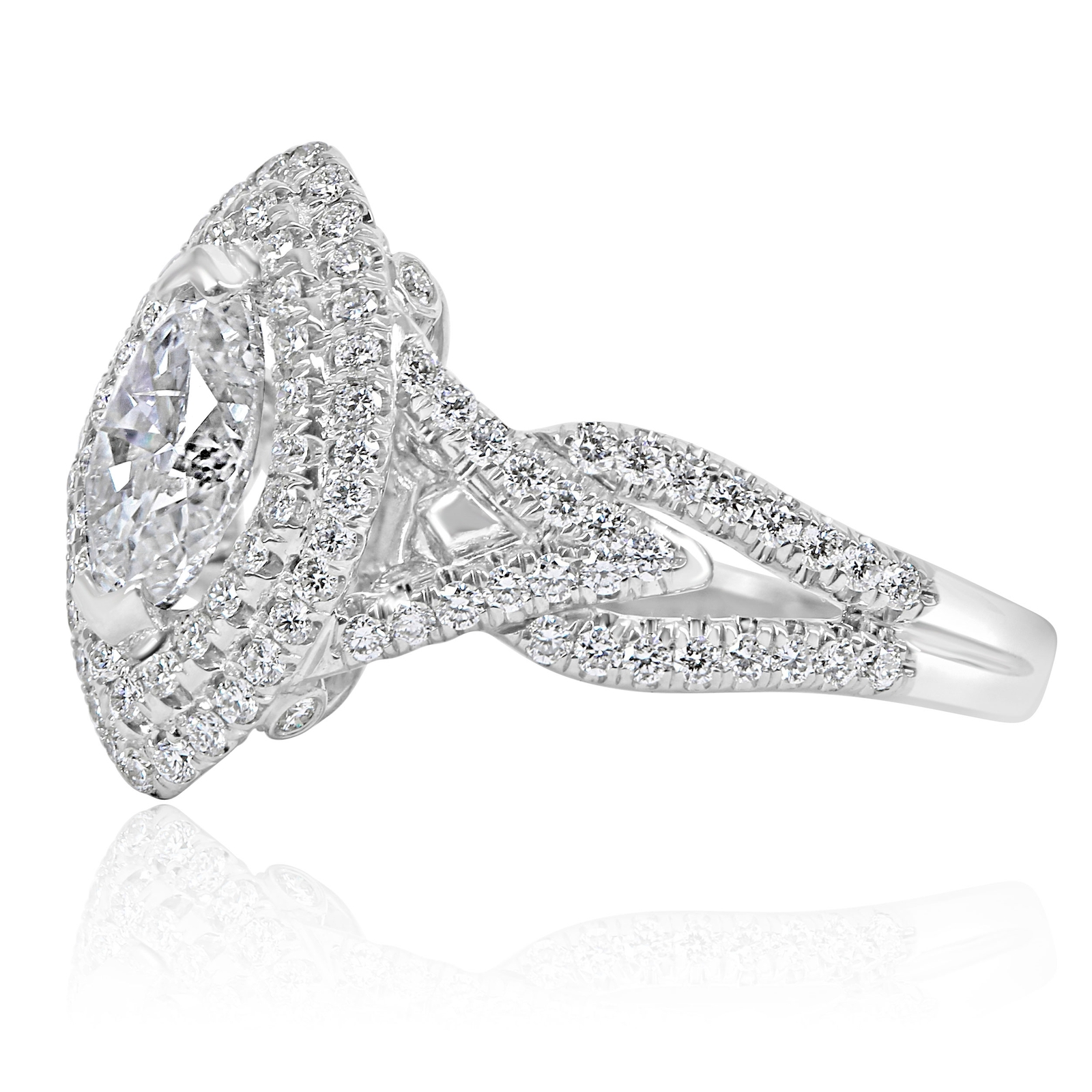 1.83 CT Marquise Cut Natural Diamond Engagement Ring 14k White Gold