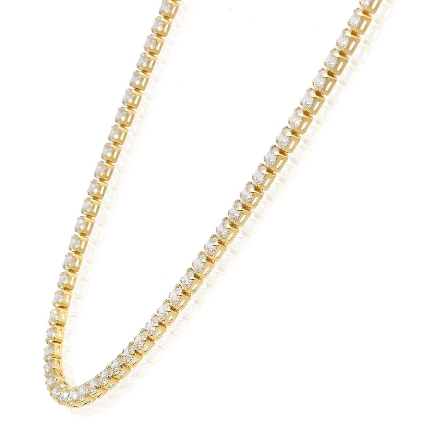Solid 14K Real Gold 3.5mm CZ Tennis Chain Necklace 16″, 18″, 20″