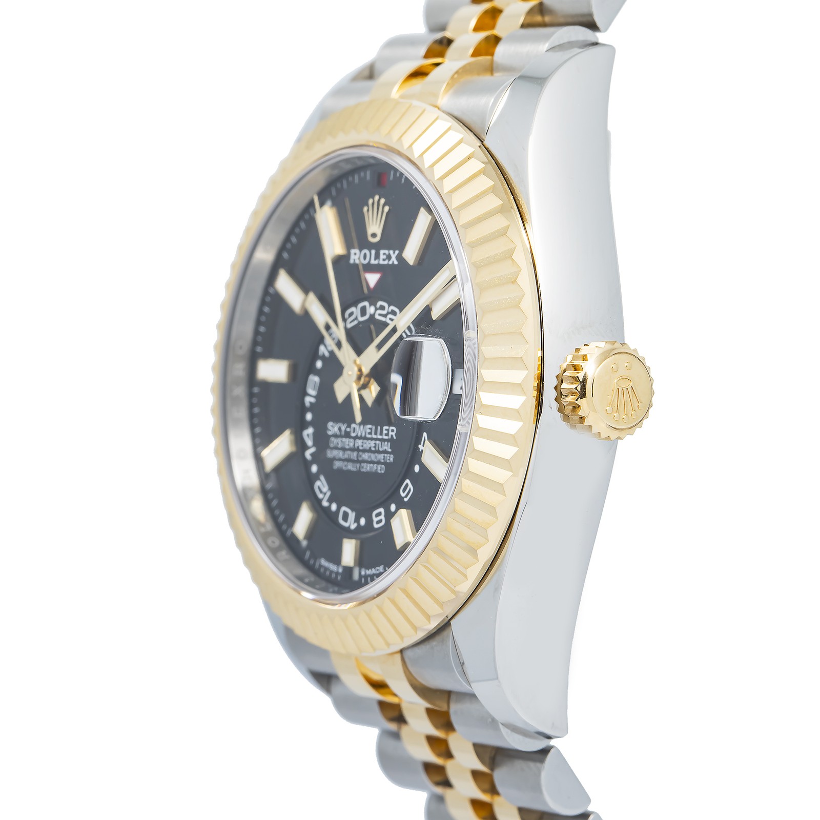 Rolex Sky-Dweller 336933 MINT 18k YG Two Tone Jubilee Black Dial Auto Watch 42mm